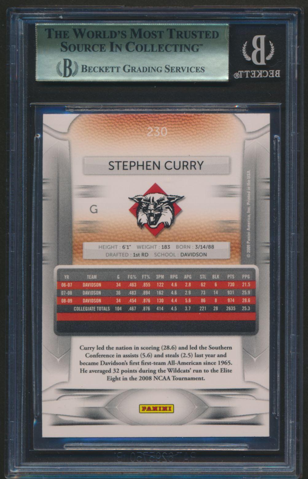 Stephen Curry 2009-10 Prestige Davidson #230 RC (BGS 9.5) at PristineAuction.com Stephen Curry 2009-10 Prestige Davidson #230 RC (BGS 9.5) at PristineAuction.com
