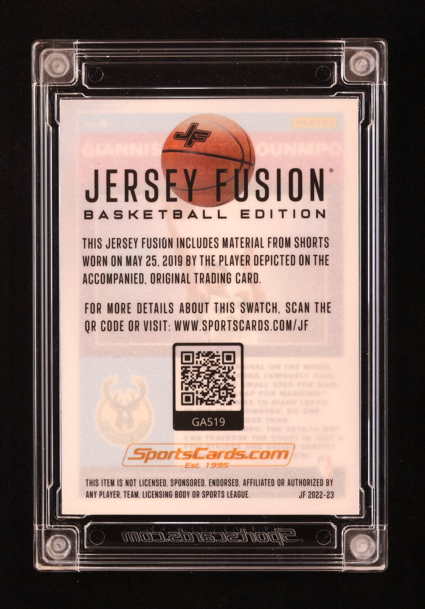 Giannis Antetokounmpo 2022 Jersey Fusion Tag #GA519 #4/5 at PristineAuction.com Giannis Antetokounmpo 2022 Jersey Fusion Tag #GA519 #4/5 at PristineAuction.com
