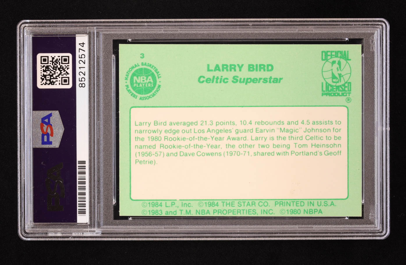 Larry Bird Signed 1984 Star #3 / 1980 Rookie of the Year (PSA) at PristineAuction.com Larry Bird Signed 1984 Star #3 / 1980 Rookie of the Year (PSA) at PristineAuction.com