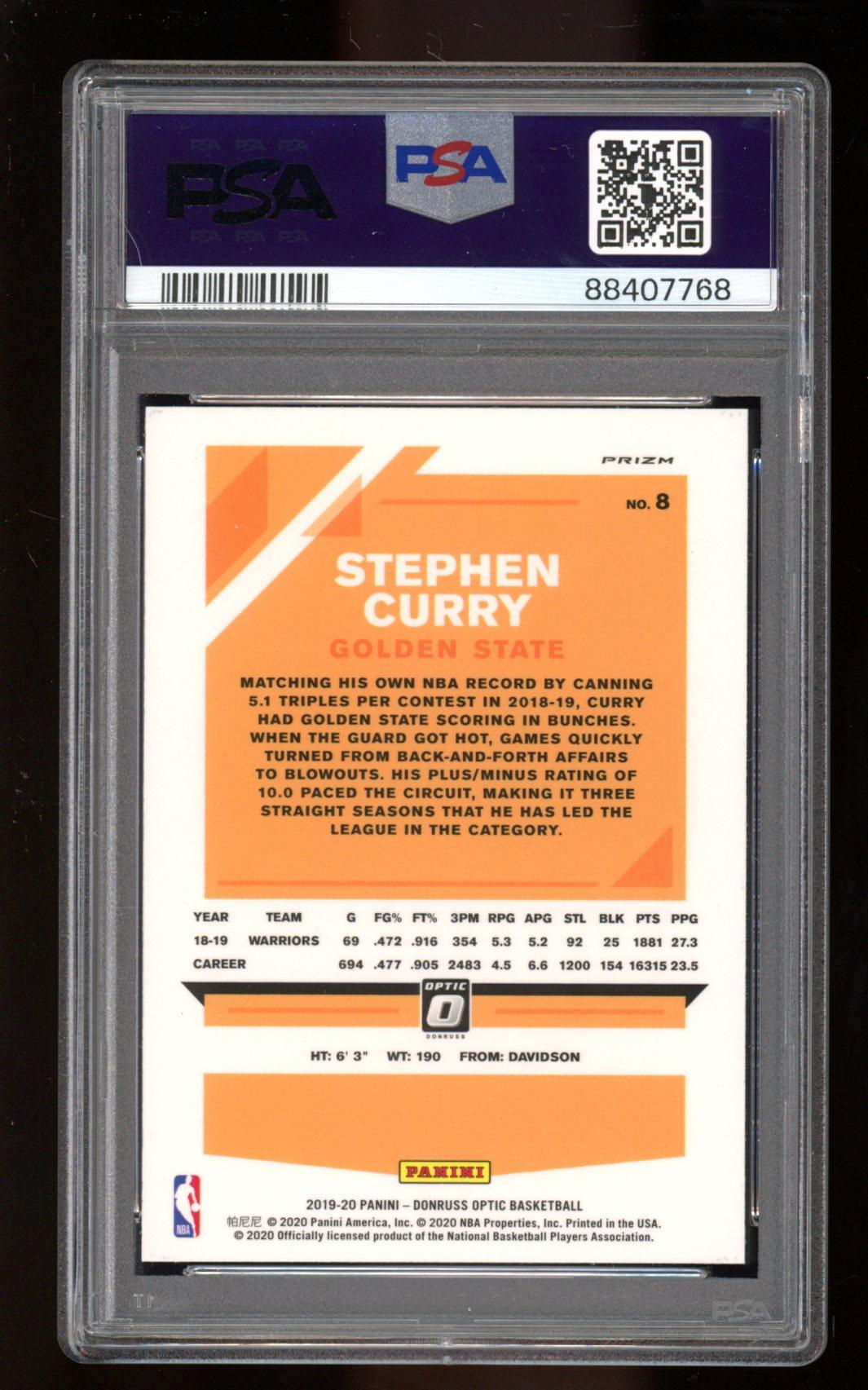 Stephen Curry 2019 Donruss Optic Purple #8 (PSA 10) at PristineAuction.com Stephen Curry 2019 Donruss Optic Purple #8 (PSA 10) at PristineAuction.com