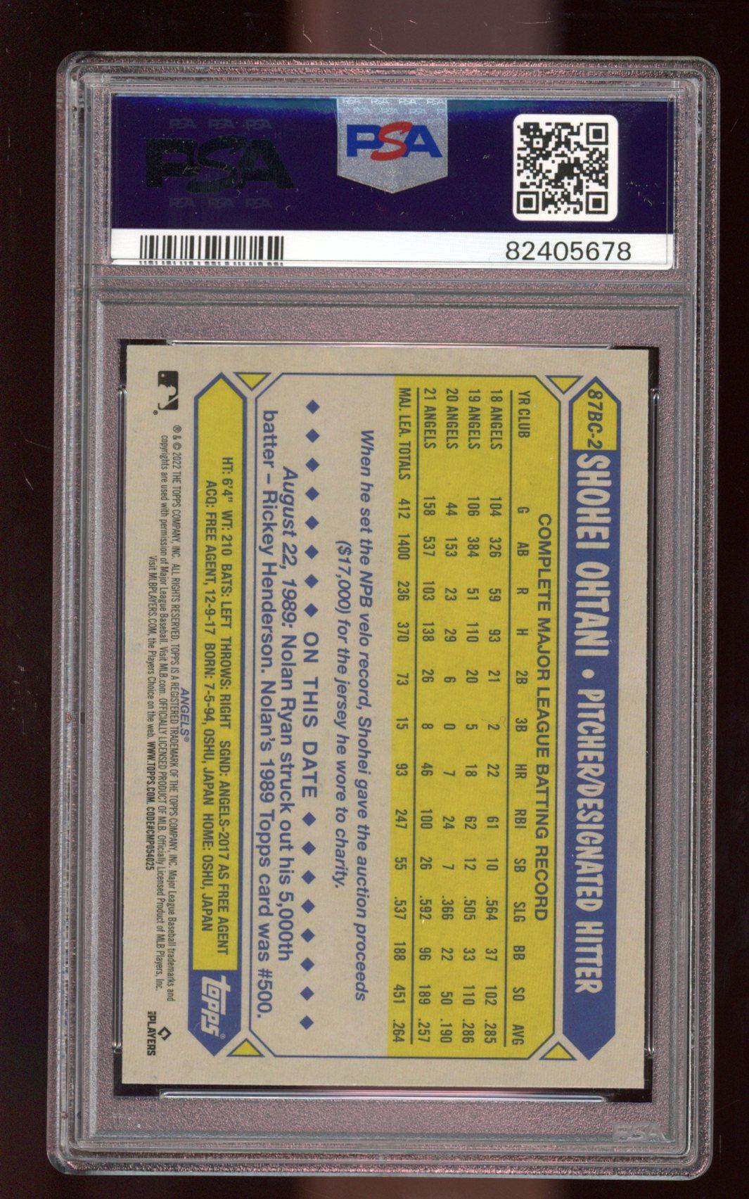 Shohei Ohtani 2022 Topps Chrome '87 Topps #87BC2 (PSA 9) at PristineAuction.com Shohei Ohtani 2022 Topps Chrome '87 Topps #87BC2 (PSA 9) at PristineAuction.com