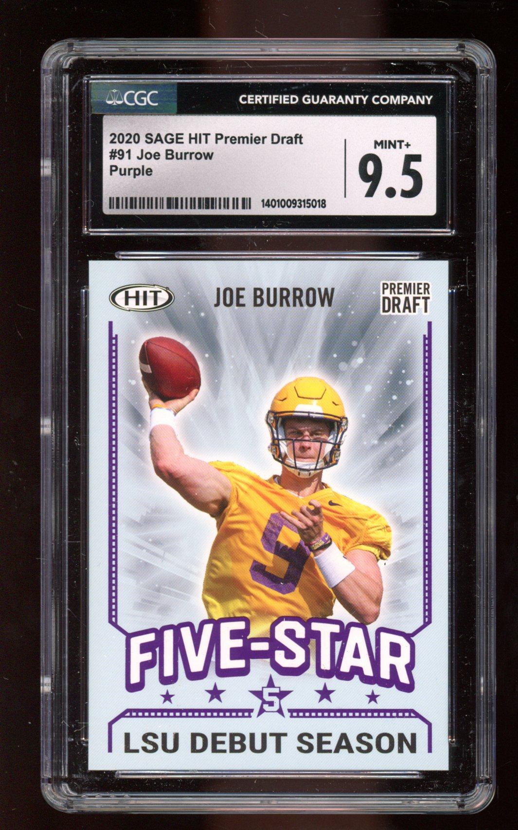 Joe Burrow 2020 Sage HIT Premier Draft Purple #91 (CGC 9.5) at PristineAuction.com Joe Burrow 2020 Sage HIT Premier Draft Purple #91 (CGC 9.5) at PristineAuction.com