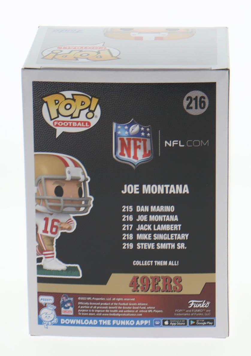 Joe Montana Signed 49ers #216 Funko Pop! Vinyl Figure (Fanatics) at PristineAuction.com Joe Montana Signed 49ers #216 Funko Pop! Vinyl Figure (Fanatics) at PristineAuction.com