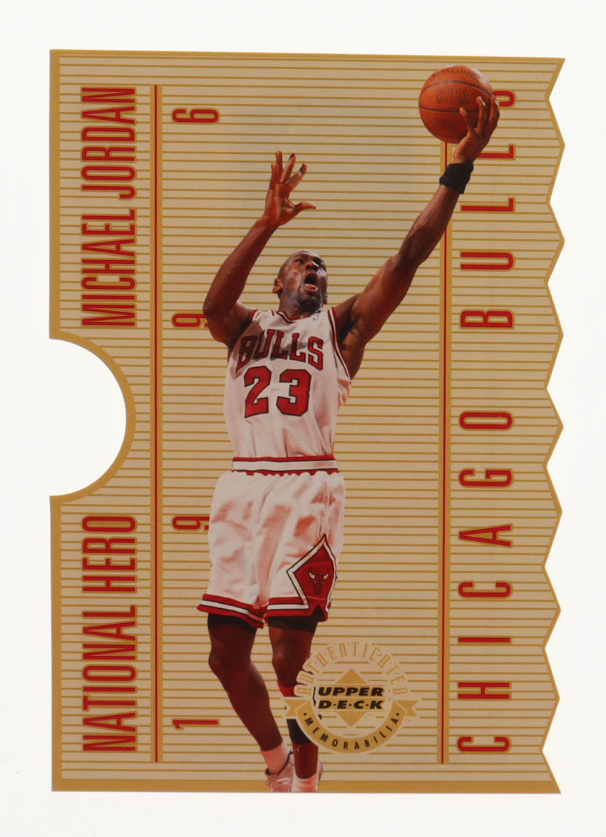 Michael Jordan 1995-98 UDA Michael Jordan Commemorative Cards #NH1 1996 National Hero #1005/5000 at PristineAuction.com Michael Jordan 1995-98 UDA Michael Jordan Commemorative Cards #NH1 1996 National Hero #1005/5000 at PristineAuction.com