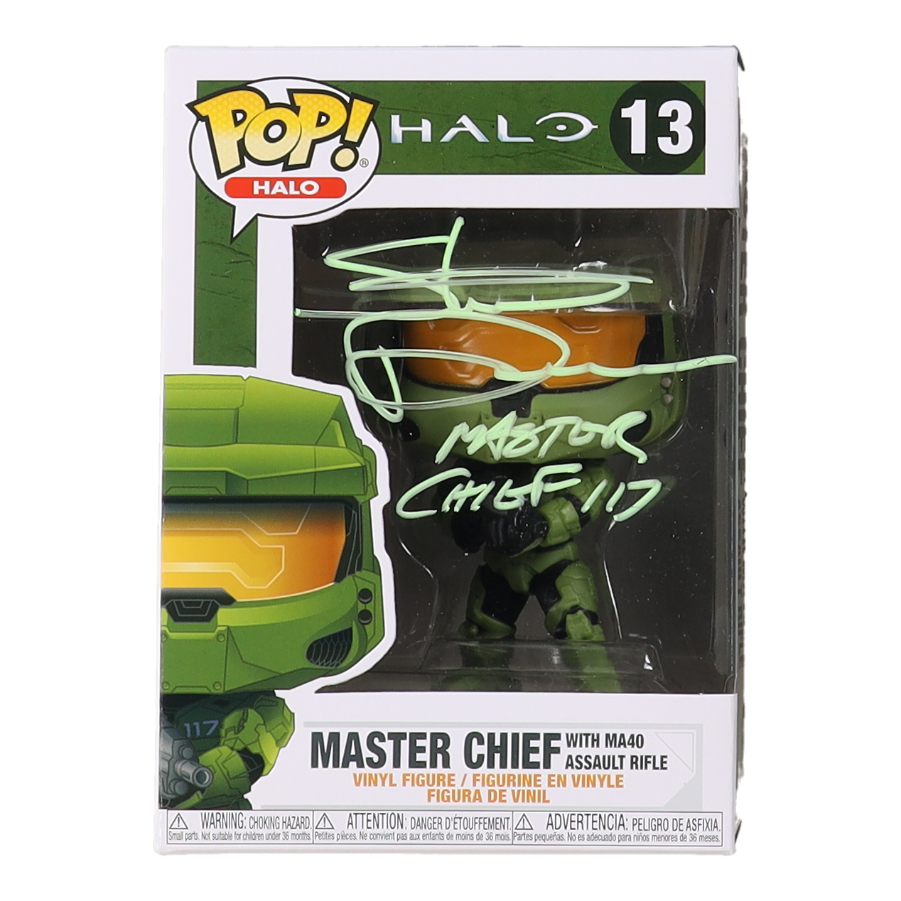 Steve Downes Signed "Halo" #13 Master Chief With MA40 Assault Rifle Funko Pop! Halo Vinyl Figure Inscribed "Master Chief 117" (JSA) at PristineAuction.com Steve Downes Signed "Halo" #13 Master Chief With MA40 Assault Rifle Funko Pop! Halo Vinyl Figure Inscribed "Master Chief 117" (JSA) at PristineAuction.com
