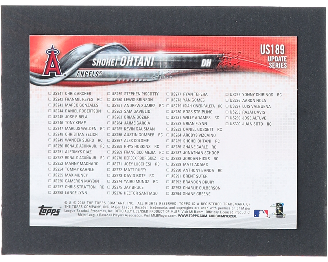 Shohei Ohtani 2018 Topps Update #US189 HL RC at PristineAuction.com Shohei Ohtani 2018 Topps Update #US189 HL RC at PristineAuction.com
