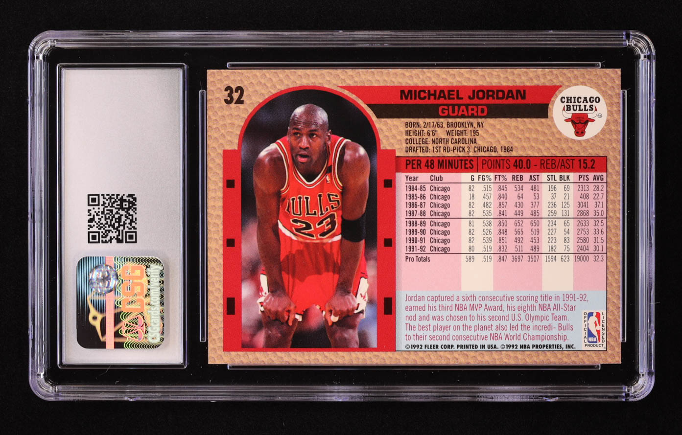 Michael Jordan 1992-93 Fleer #32 (CSG 9) at PristineAuction.com Michael Jordan 1992-93 Fleer #32 (CSG 9) at PristineAuction.com