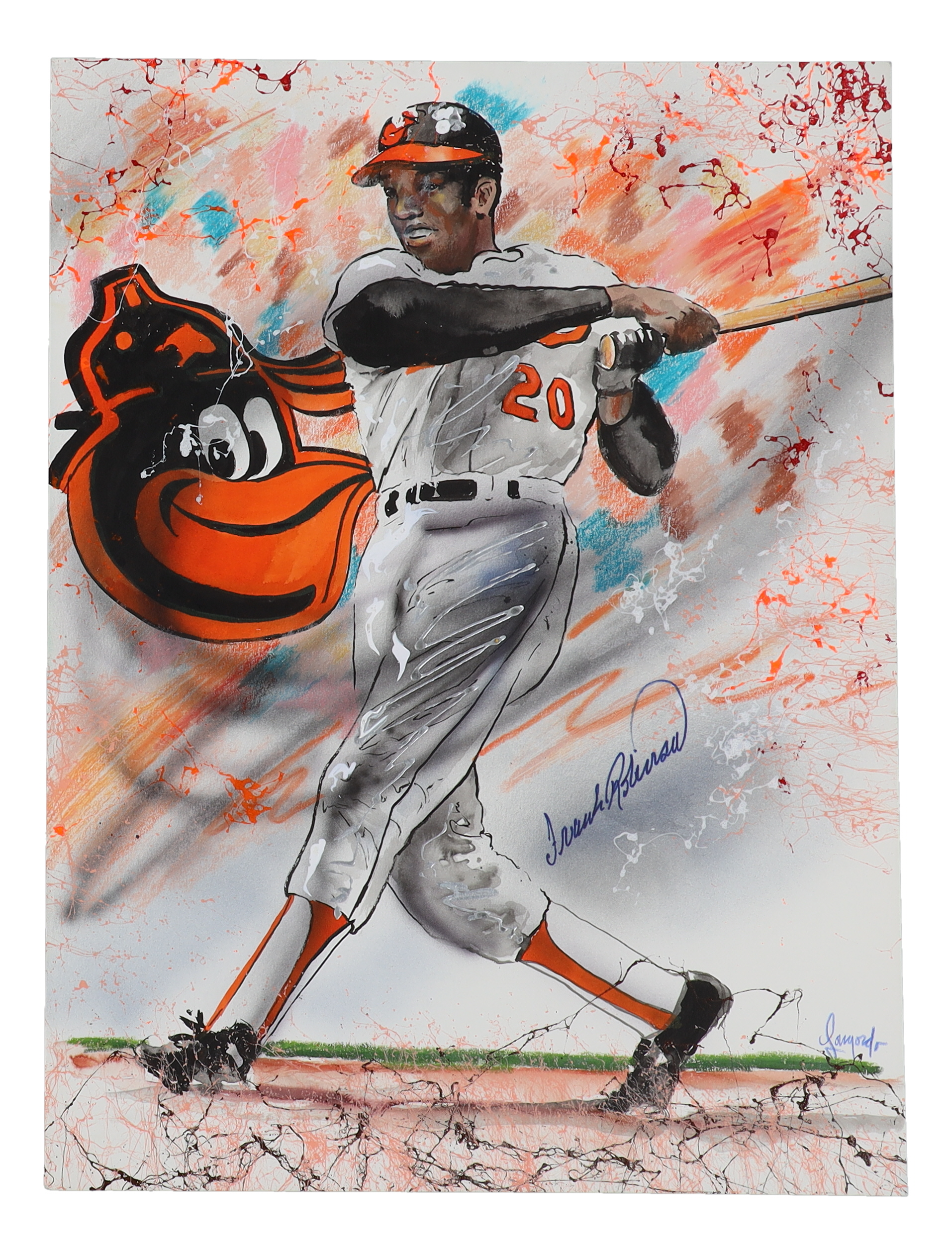 Frank Robinson & Gary Longordo Signed Orioles Original Artwork (JSA & PA) at PristineAuction.com Frank Robinson & Gary Longordo Signed Orioles Original Artwork (JSA & PA) at PristineAuction.com