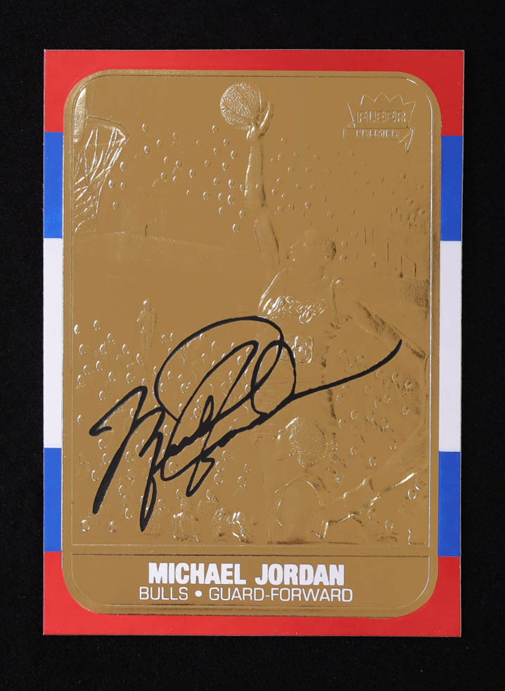 Michael Jordan 1997 Fleer Premier Signature Series 23Kt Gold Card #5408 at PristineAuction.com Michael Jordan 1997 Fleer Premier Signature Series 23Kt Gold Card #5408 at PristineAuction.com