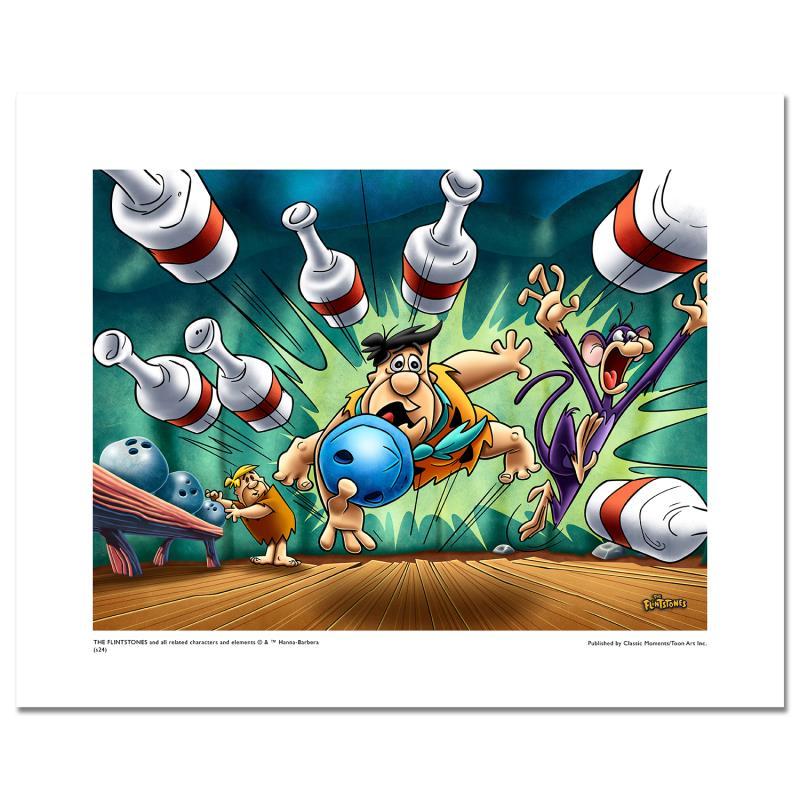 Hanna-Barbera Flintstones "Fred Bowling" LE 16x20 Giclee at PristineAuction.com Hanna-Barbera Flintstones "Fred Bowling" LE 16x20 Giclee at PristineAuction.com