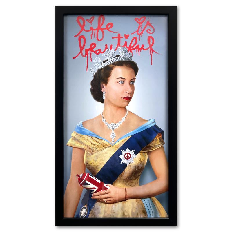"Life is Beautiful" 33x18 Custom Framed Offset Lithograph by Mr. Brainwash at PristineAuction.com "Life is Beautiful" 33x18 Custom Framed Offset Lithograph by Mr. Brainwash at PristineAuction.com