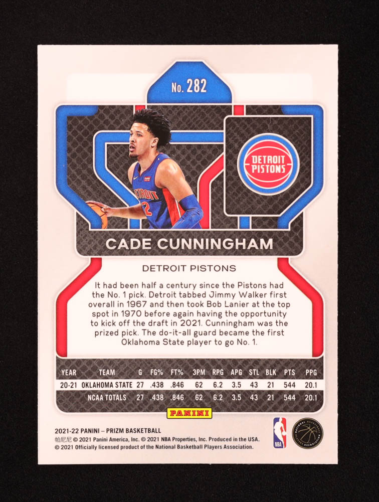 Cade Cunningham 2021-22 Panini Prizm #282 RC at PristineAuction.com Cade Cunningham 2021-22 Panini Prizm #282 RC at PristineAuction.com