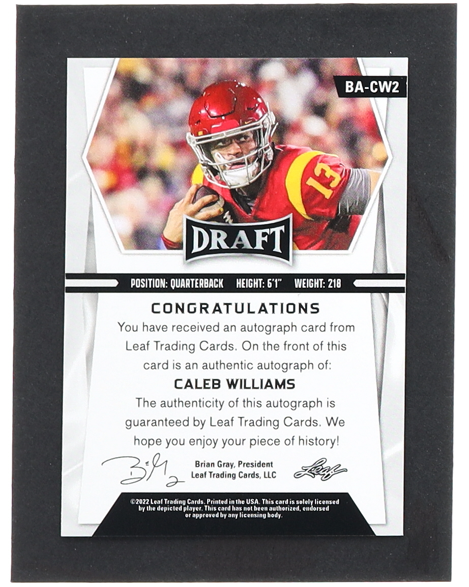 Caleb Williams 2022 Leaf Draft Autographs #BACW2 RC at PristineAuction.com Caleb Williams 2022 Leaf Draft Autographs #BACW2 RC at PristineAuction.com