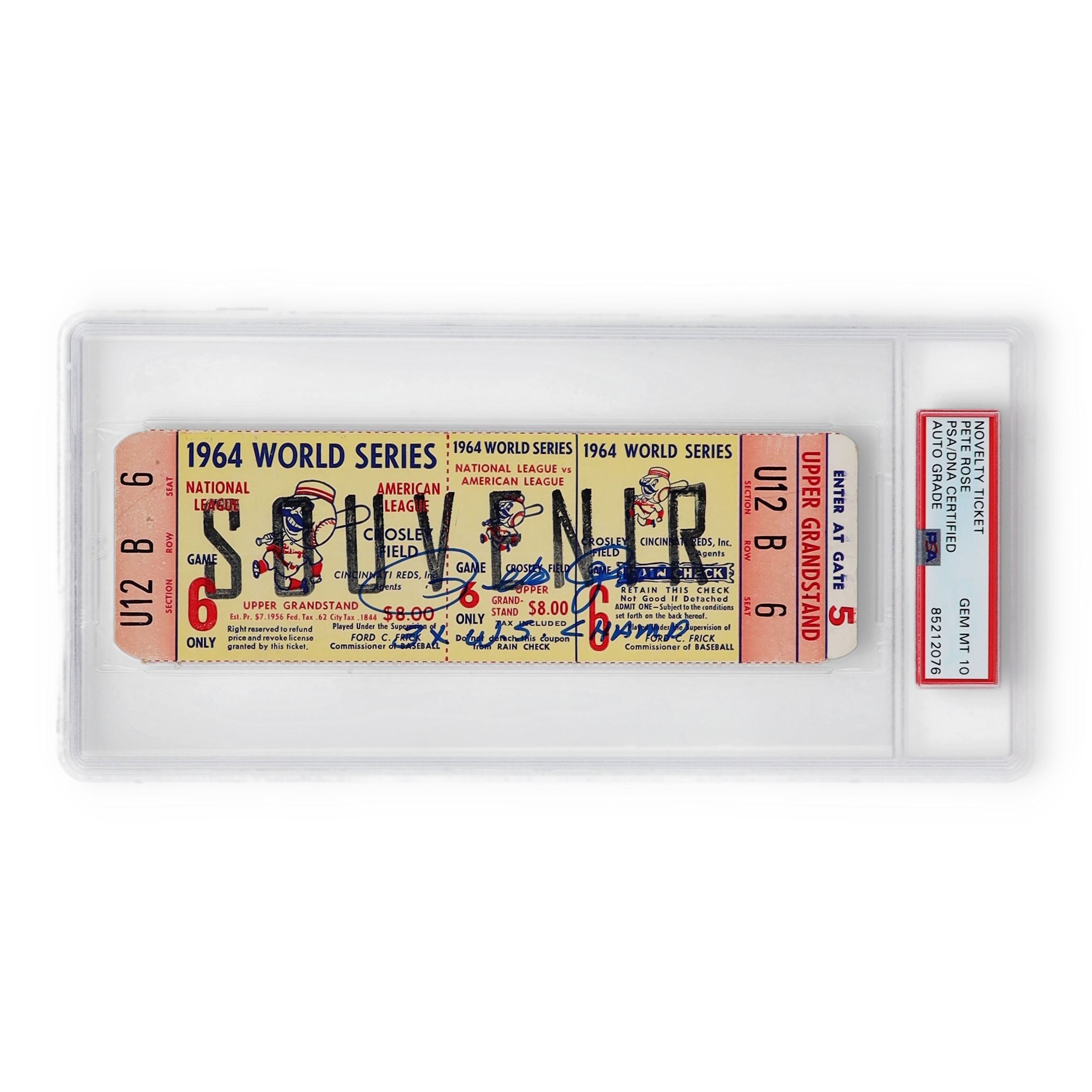 Pete Rose Signed 1964 World Series Ticket Stub Inscribed "3x W.S. Champs" (PSA | Auto 10) at PristineAuction.com Pete Rose Signed 1964 World Series Ticket Stub Inscribed "3x W.S. Champs" (PSA | Auto 10) at PristineAuction.com