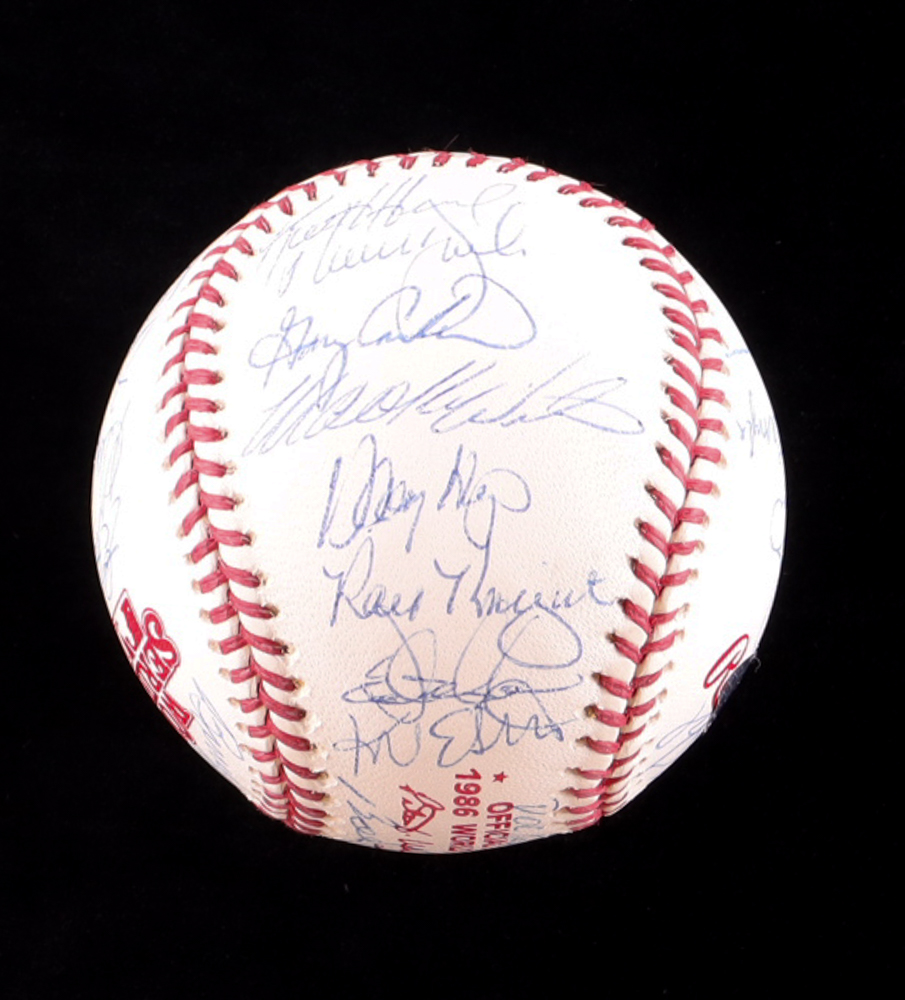 1986 Mets World Series Baseball Signed by (31) with Gary Carter, Doc Gooden, Darryl Strawberry, Keith Hernandez (Steiner) at PristineAuction.com 1986 Mets World Series Baseball Signed by (31) with Gary Carter, Doc Gooden, Darryl Strawberry, Keith Hernandez (Steiner) at PristineAuction.com