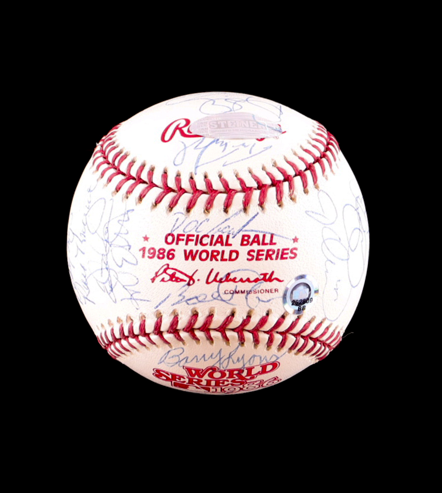1986 Mets World Series Baseball Signed by (31) with Gary Carter, Doc Gooden, Darryl Strawberry, Keith Hernandez (Steiner) at PristineAuction.com 1986 Mets World Series Baseball Signed by (31) with Gary Carter, Doc Gooden, Darryl Strawberry, Keith Hernandez (Steiner) at PristineAuction.com