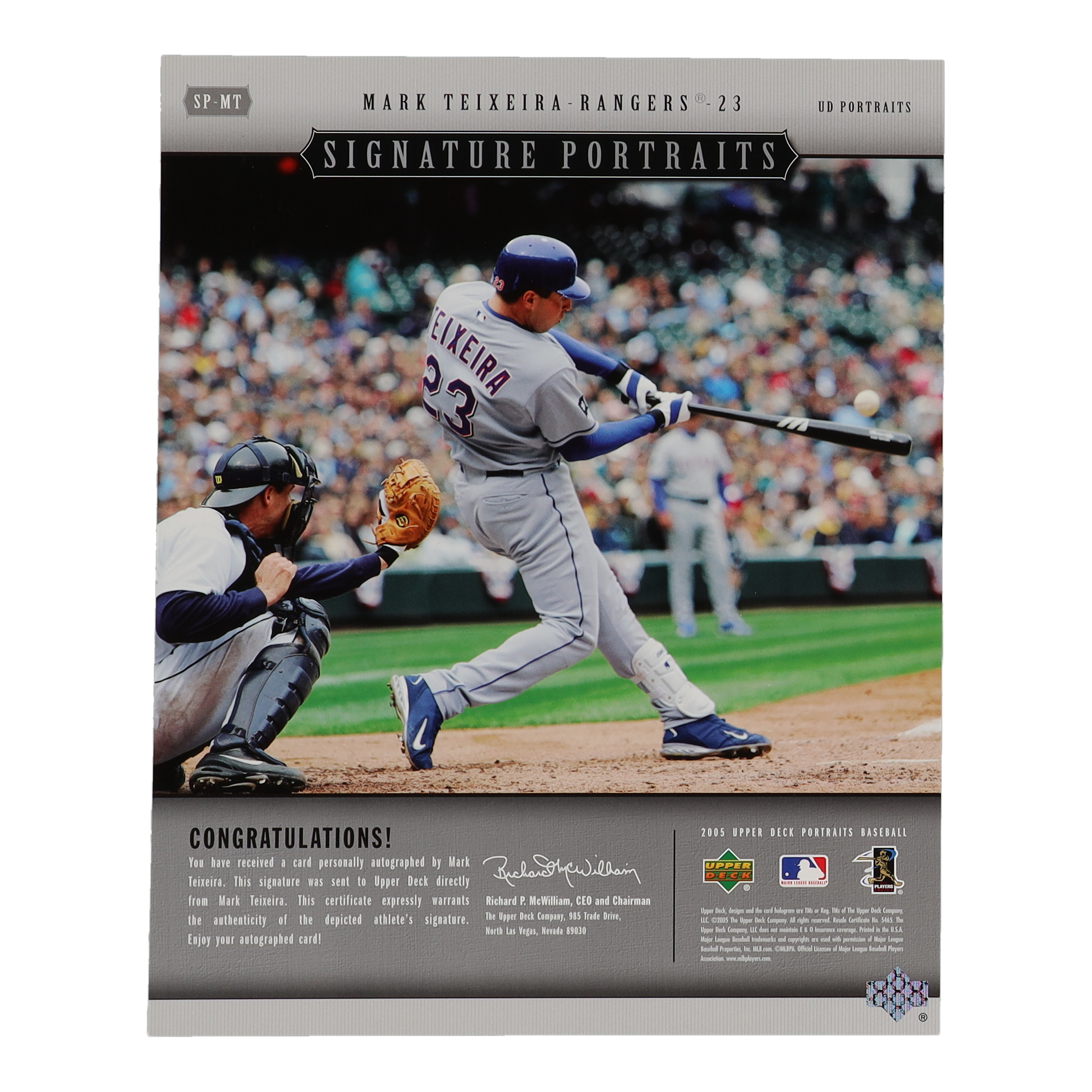 Mark Teixeira 2005 UD Portraits Signature Portraits Auto 8 x 10 #SP-MT at PristineAuction.com Mark Teixeira 2005 UD Portraits Signature Portraits Auto 8 x 10 #SP-MT at PristineAuction.com