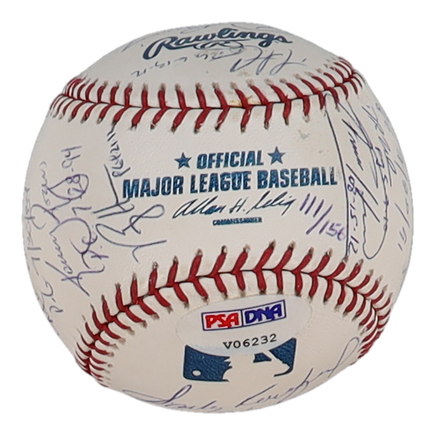 Perfect Game Pitchers LE OML Baseball Signed By (17) With Randy Johnson, Sandy Koufax, Roy Halladay, Don Larsen With Perfect Game Date Inscriptions (PSA) at PristineAuction.com Perfect Game Pitchers LE OML Baseball Signed By (17) With Randy Johnson, Sandy Koufax, Roy Halladay, Don Larsen With Perfect Game Date Inscriptions (PSA) at PristineAuction.com