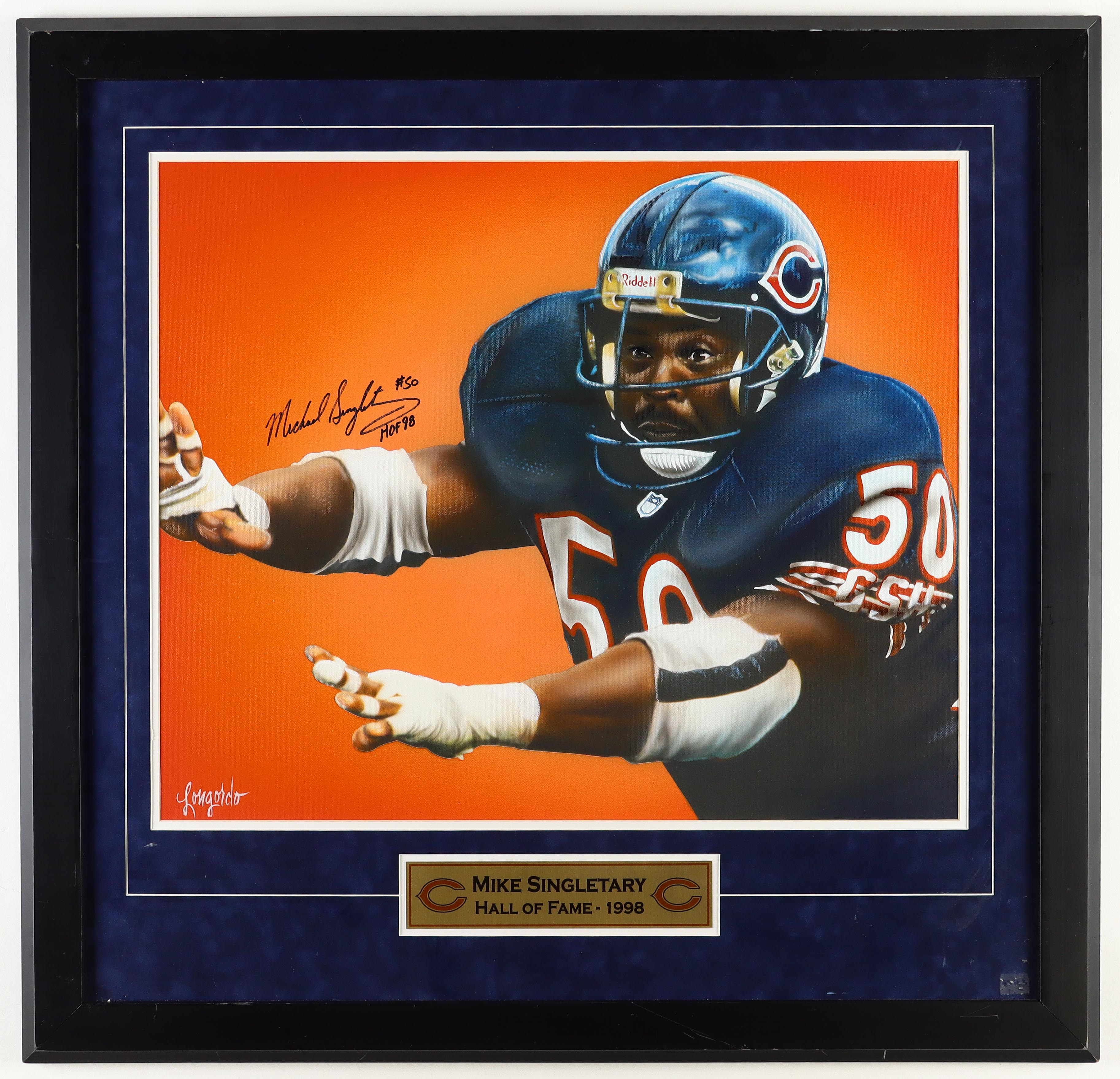 Mike Singletary Signed Gary Longordo Custom Framed Print Display Inscribed "HOF 98" (JSA) at PristineAuction.com Mike Singletary Signed Gary Longordo Custom Framed Print Display Inscribed "HOF 98" (JSA) at PristineAuction.com