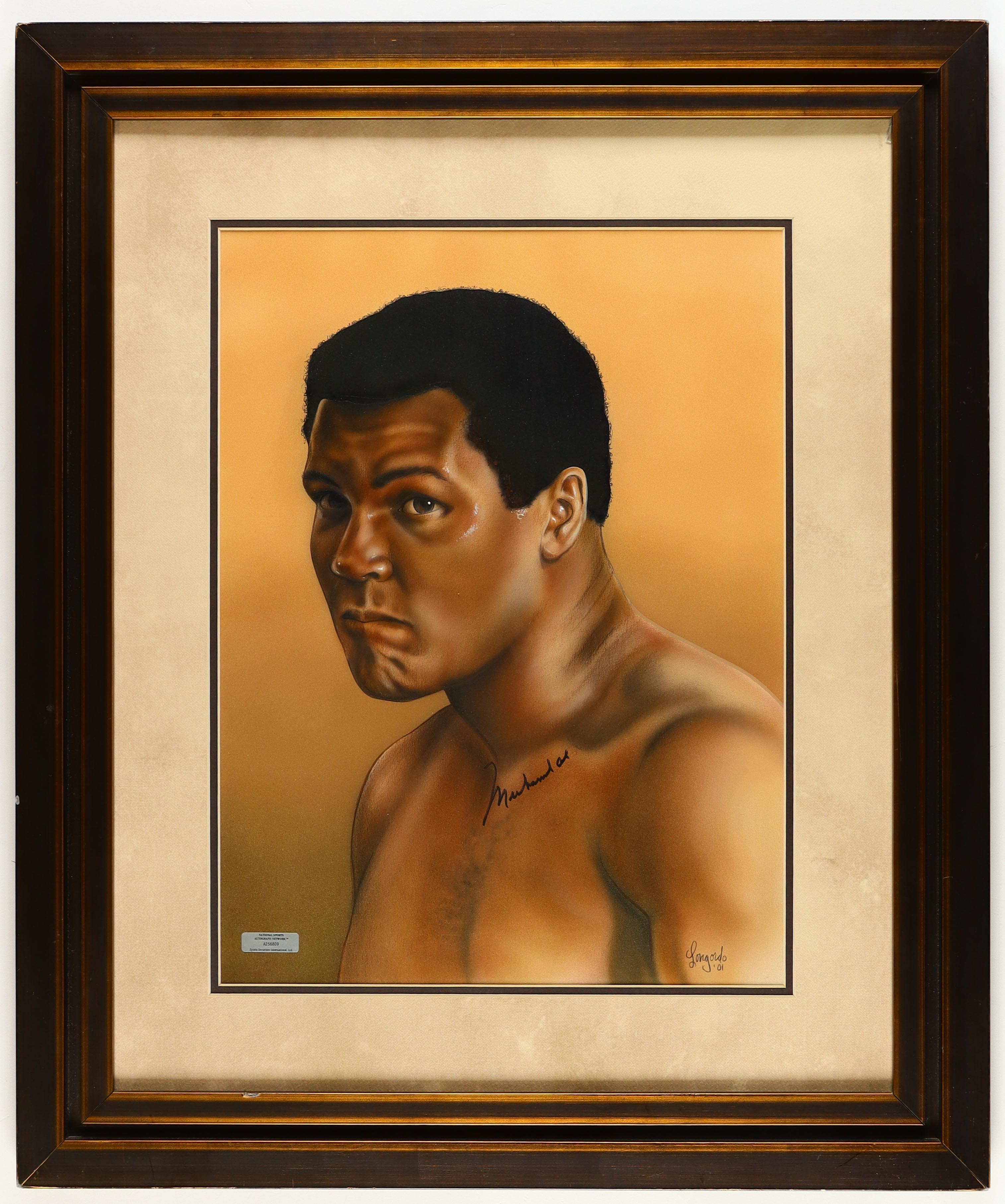 Muhammad Ali Signed Gary Longordo Custom Framed Painting Display (JSA & NSAN) at PristineAuction.com Muhammad Ali Signed Gary Longordo Custom Framed Painting Display (JSA & NSAN) at PristineAuction.com