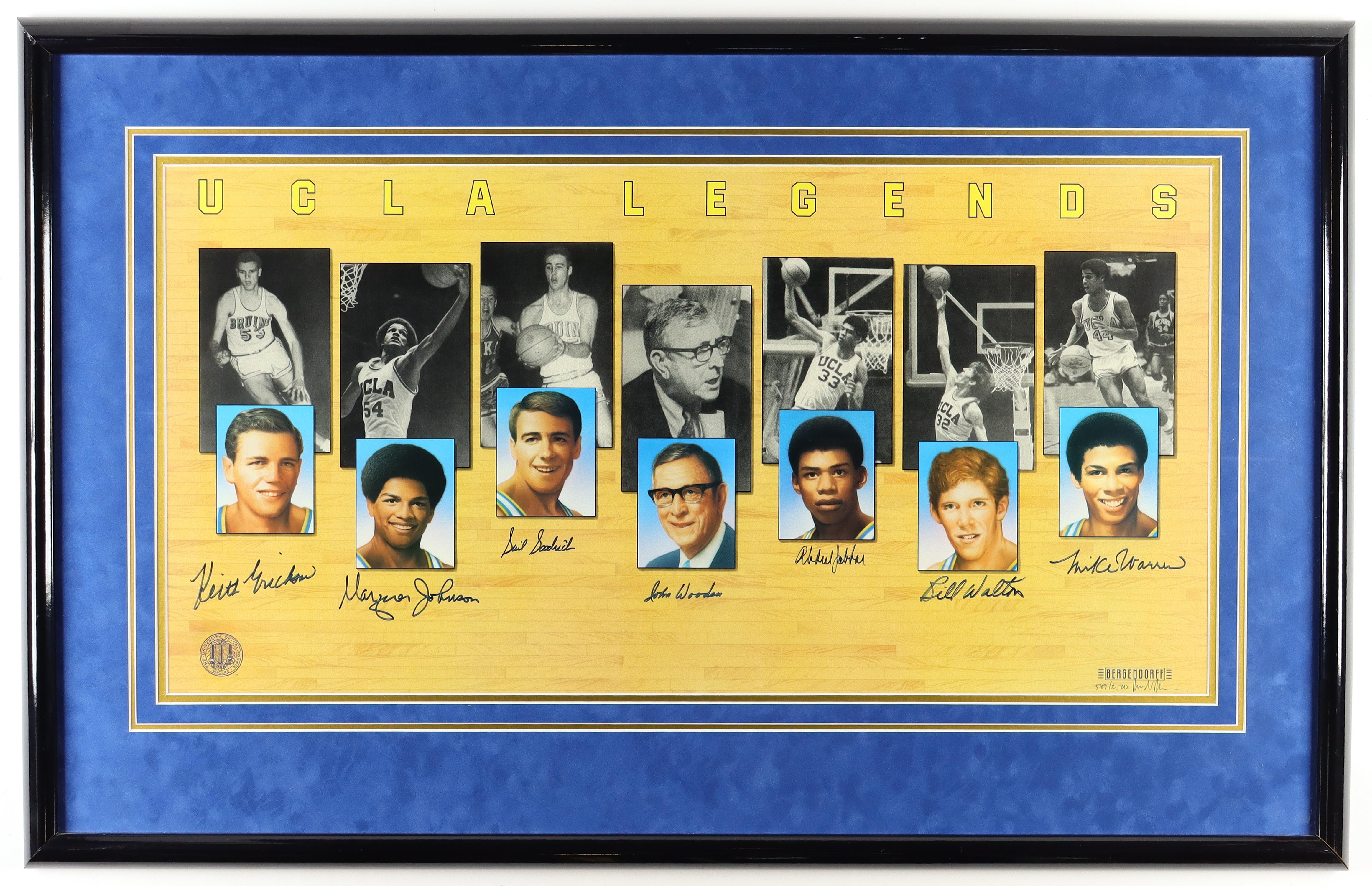 UCLA Bruins Legends Custom Framed Lithograph Display Signed By (7) With Kareem Abdul-Jabbar, John Wooden, Bill Walton, Gail Goodrich (JSA) at PristineAuction.com UCLA Bruins Legends Custom Framed Lithograph Display Signed By (7) With Kareem Abdul-Jabbar, John Wooden, Bill Walton, Gail Goodrich (JSA) at PristineAuction.com
