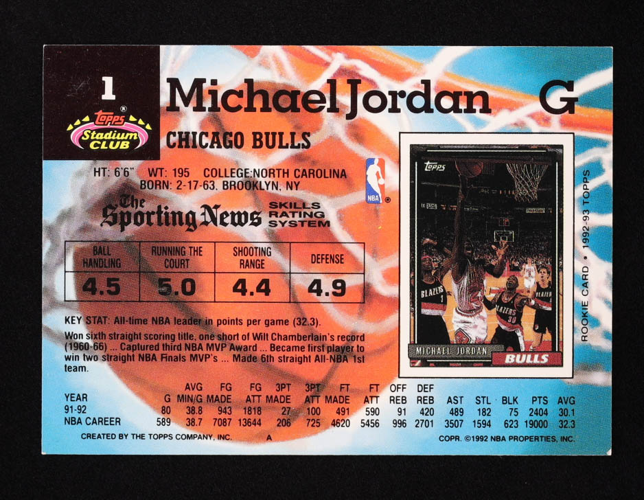 Michael Jordan 1992-93 Stadium Club #1 at PristineAuction.com Michael Jordan 1992-93 Stadium Club #1 at PristineAuction.com