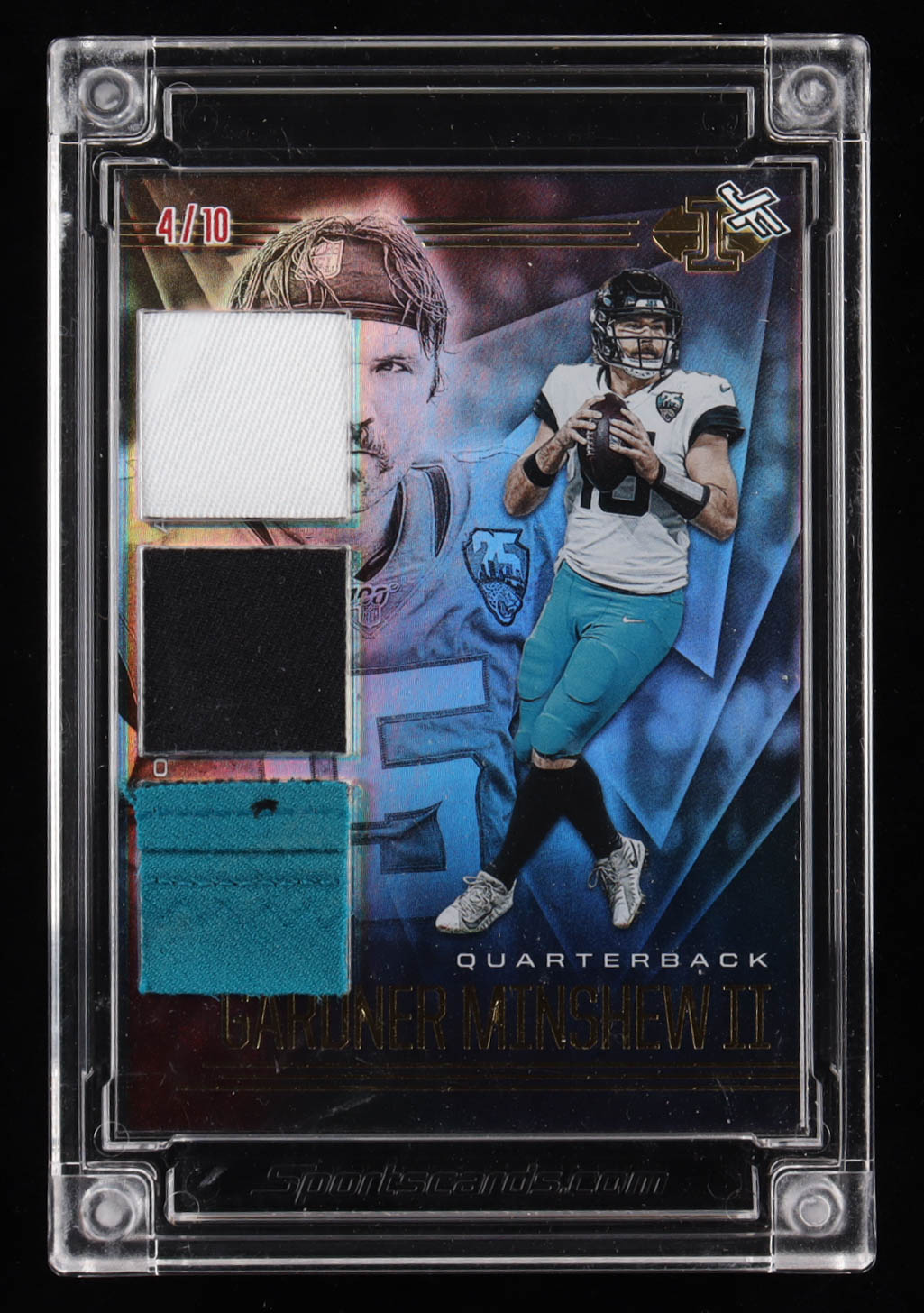 Gardner Minshew II 2022 Sportscards.com Jersey Fusion Game-Used Swatch #GM920 #04/10 at PristineAuction.com Gardner Minshew II 2022 Sportscards.com Jersey Fusion Game-Used Swatch #GM920 #04/10 at PristineAuction.com