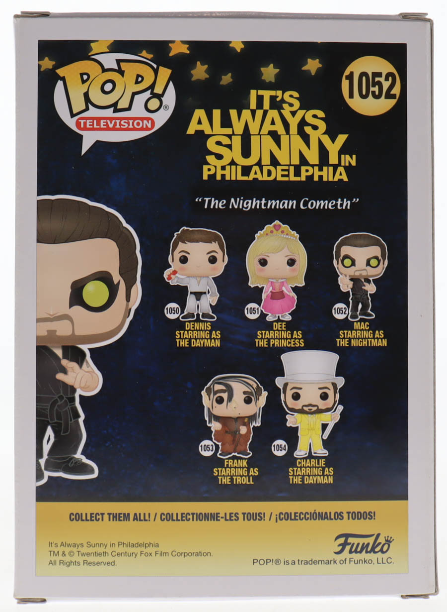 Rob McElhenney Signed "It's Always Sunny in Philadelphia" #1052 Mac Starring as the Nightman Funko Pop! Vinyl Figure (Beckett) at PristineAuction.com Rob McElhenney Signed "It's Always Sunny in Philadelphia" #1052 Mac Starring as the Nightman Funko Pop! Vinyl Figure (Beckett) at PristineAuction.com