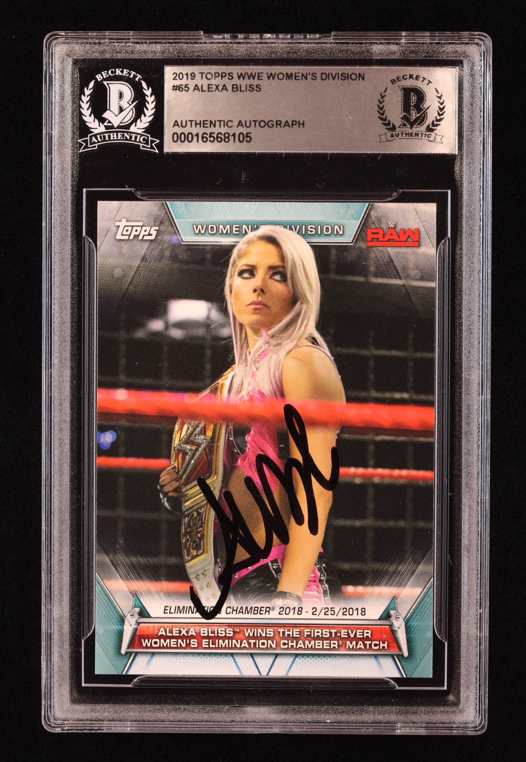 Alexa Bliss Signed 2019 Topps WWE Women's Division #65 Wins the First-Ever Women's Elimination Chamber Match (BGS) at PristineAuction.com Alexa Bliss Signed 2019 Topps WWE Women's Division #65 Wins the First-Ever Women's Elimination Chamber Match (BGS) at PristineAuction.com