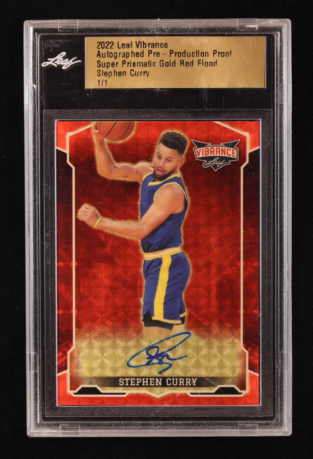 Stephen Curry 2022 Leaf Vibrance Autograph Super Prismatic Gold Red Flood Pre-Production Proof #NNO #1/1 at PristineAuction.com Stephen Curry 2022 Leaf Vibrance Autograph Super Prismatic Gold Red Flood Pre-Production Proof #NNO #1/1 at PristineAuction.com