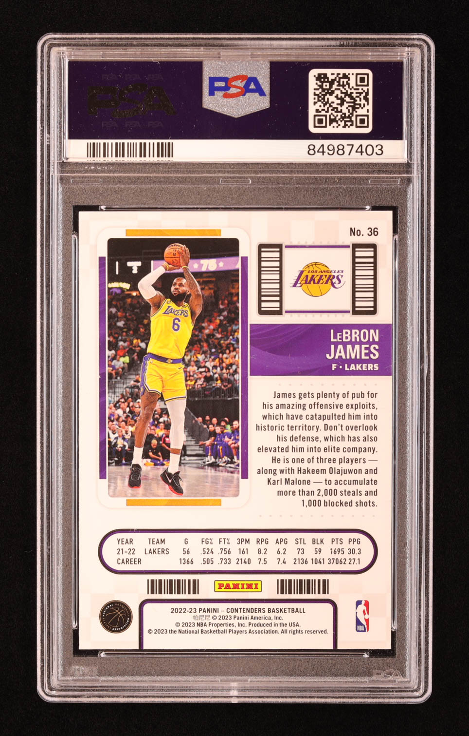 LeBron James 2022-23 Panini Contenders #36 (PSA 10) at PristineAuction.com LeBron James 2022-23 Panini Contenders #36 (PSA 10) at PristineAuction.com