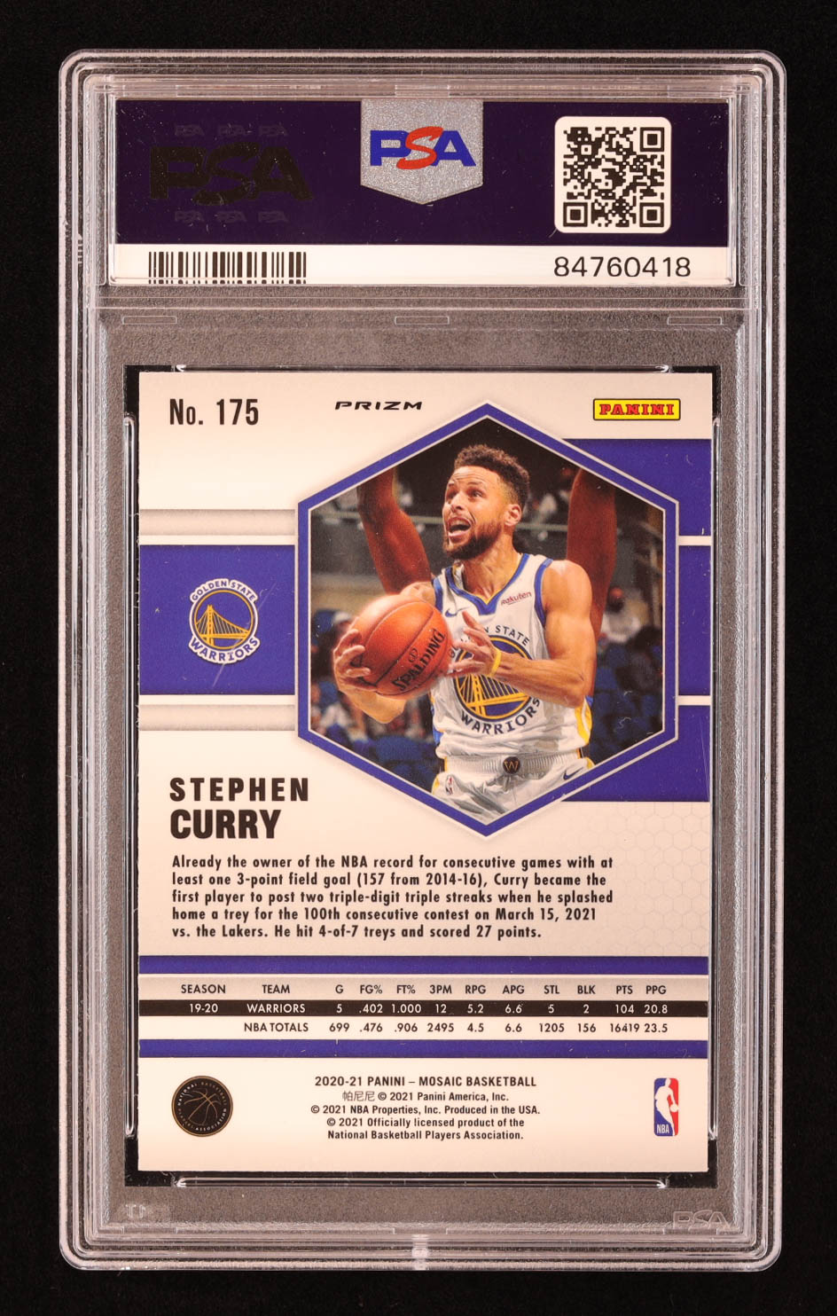 Stephen Curry 2020-21 Panini Mosaic Mosaic Green #175 (PSA 10) at PristineAuction.com Stephen Curry 2020-21 Panini Mosaic Mosaic Green #175 (PSA 10) at PristineAuction.com