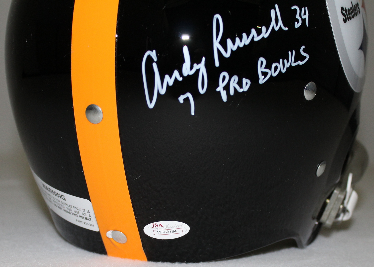 Jack Ham, Jack Lambert & Andy Russell Signed & Inscribed Steelers Full-Size Throwback TK Suspension Helmet (JSA COA) at PristineAuction.com Jack Ham, Jack Lambert & Andy Russell Signed & Inscribed Steelers Full-Size Throwback TK Suspension Helmet (JSA COA) at PristineAuction.com