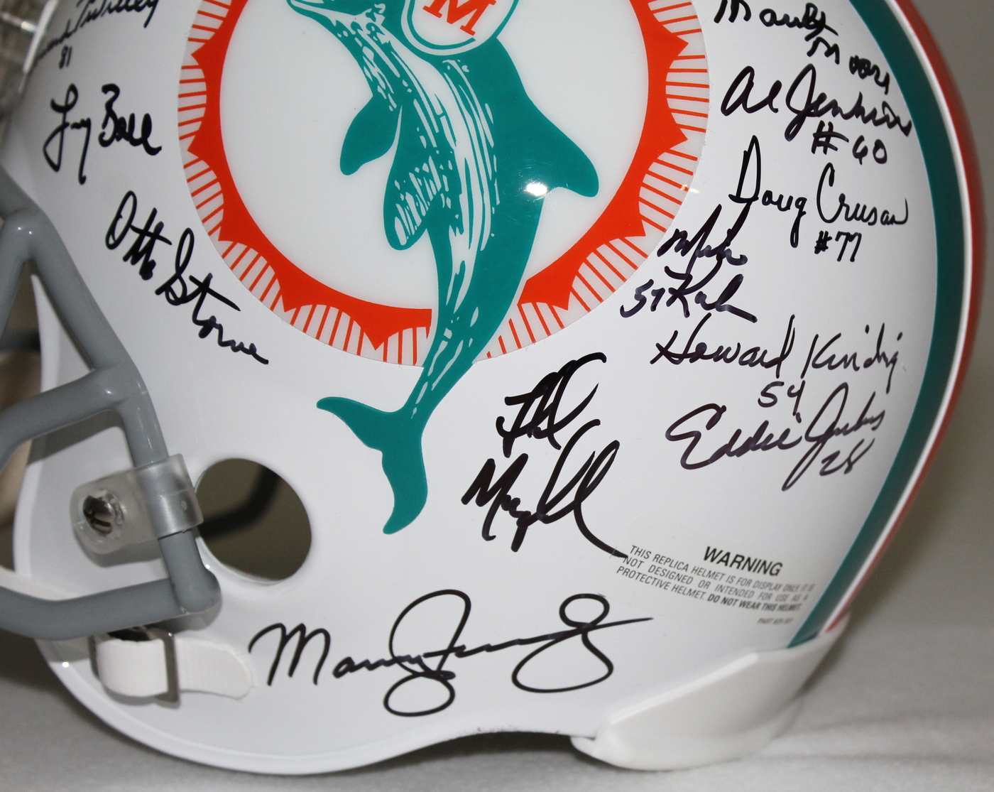 1972 Dolphins Super Bowl Champion Team-Signed Full-Size Helmet with (28) Signatures Including Bob Griese, Mercury Morris, Larry Little, Jim Kiick, Jake Scott (JSA COA) at PristineAuction.com 1972 Dolphins Super Bowl Champion Team-Signed Full-Size Helmet with (28) Signatures Including Bob Griese, Mercury Morris, Larry Little, Jim Kiick, Jake Scott (JSA COA) at PristineAuction.com