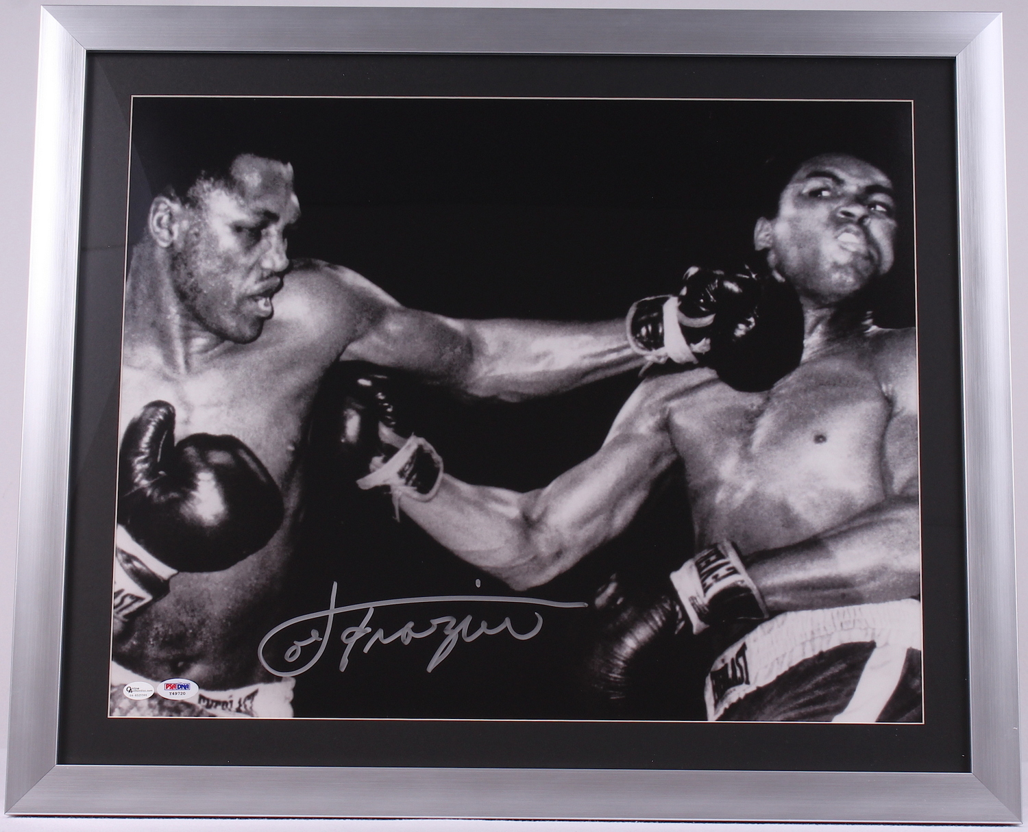 Joe Frazier Signed 20x24 Custom Framed Photo Display vs. Muhammad Ali (PSA COA) at PristineAuction.com Joe Frazier Signed 20x24 Custom Framed Photo Display vs. Muhammad Ali (PSA COA) at PristineAuction.com