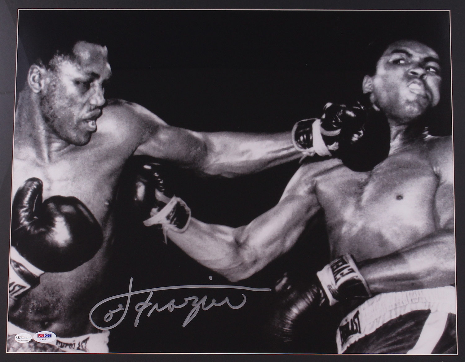 Joe Frazier Signed 20x24 Custom Framed Photo Display vs. Muhammad Ali (PSA COA) at PristineAuction.com Joe Frazier Signed 20x24 Custom Framed Photo Display vs. Muhammad Ali (PSA COA) at PristineAuction.com