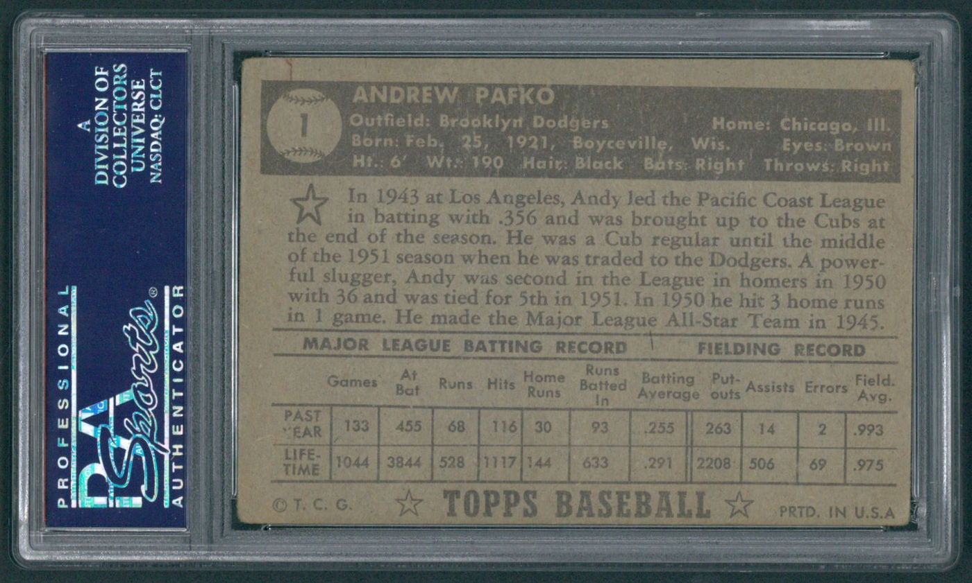 Andy Pafko 1952 Topps #1 (PSA 3) at PristineAuction.com Andy Pafko 1952 Topps #1 (PSA 3) at PristineAuction.com