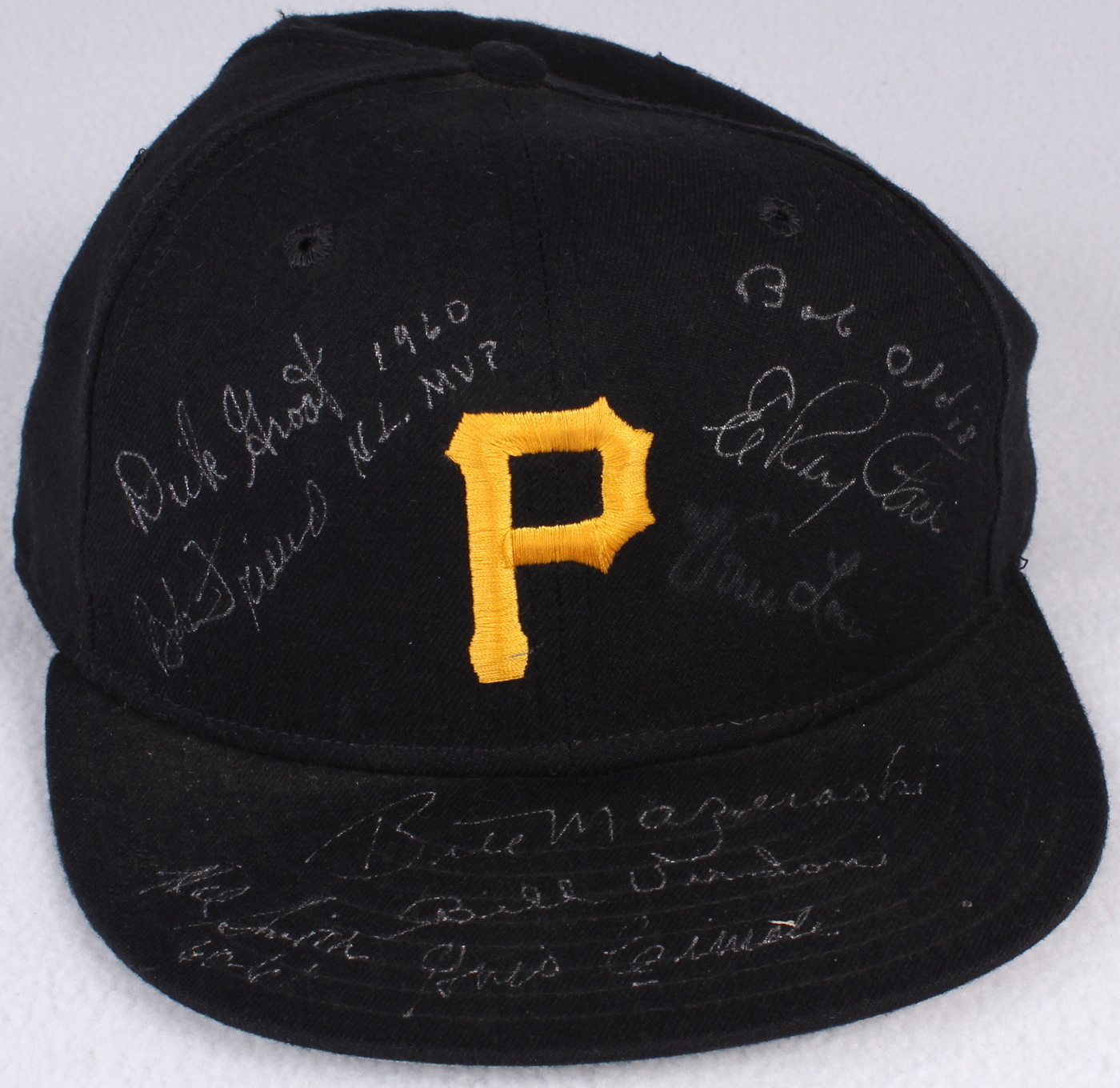 1960 Team-Signed Pittsburgh Pirates Hat with (9) Signatures Including Bob Friend, Roy Face, Gino Cimoli, Bill Mazeroski, Dick Groat, Vernon Law, Bob Oldis, Hal Smith & Bill Verdon (JSA ALOA) at PristineAuction.com 1960 Team-Signed Pittsburgh Pirates Hat with (9) Signatures Including Bob Friend, Roy Face, Gino Cimoli, Bill Mazeroski, Dick Groat, Vernon Law, Bob Oldis, Hal Smith & Bill Verdon (JSA ALOA) at PristineAuction.com