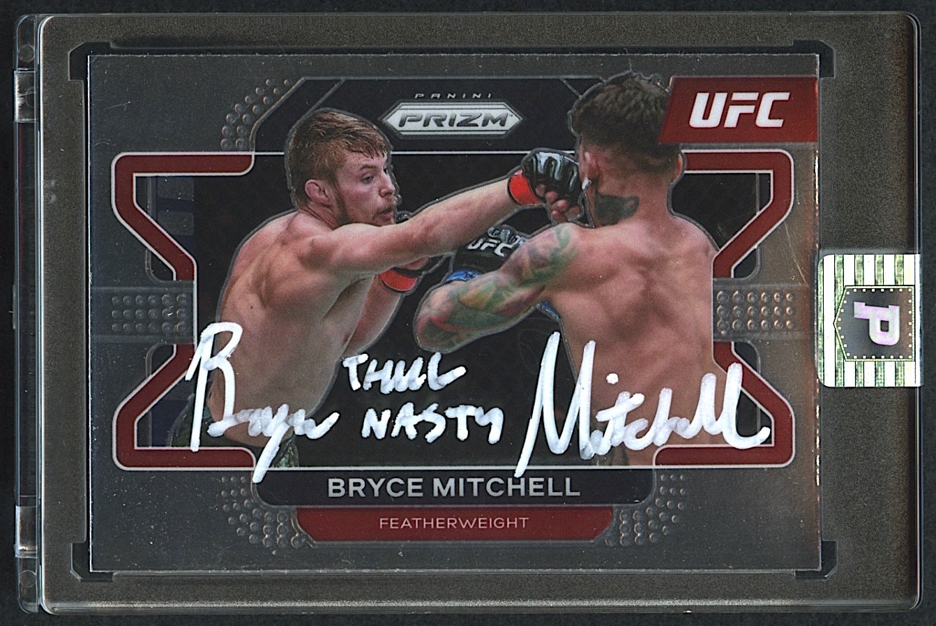 Bryce Mitchell Signed 2022 Panini Prizm UFC #67 Inscribed "Thug Nasty" (PA Encapsulated) at PristineAuction.com Bryce Mitchell Signed 2022 Panini Prizm UFC #67 Inscribed "Thug Nasty" (PA Encapsulated) at PristineAuction.com