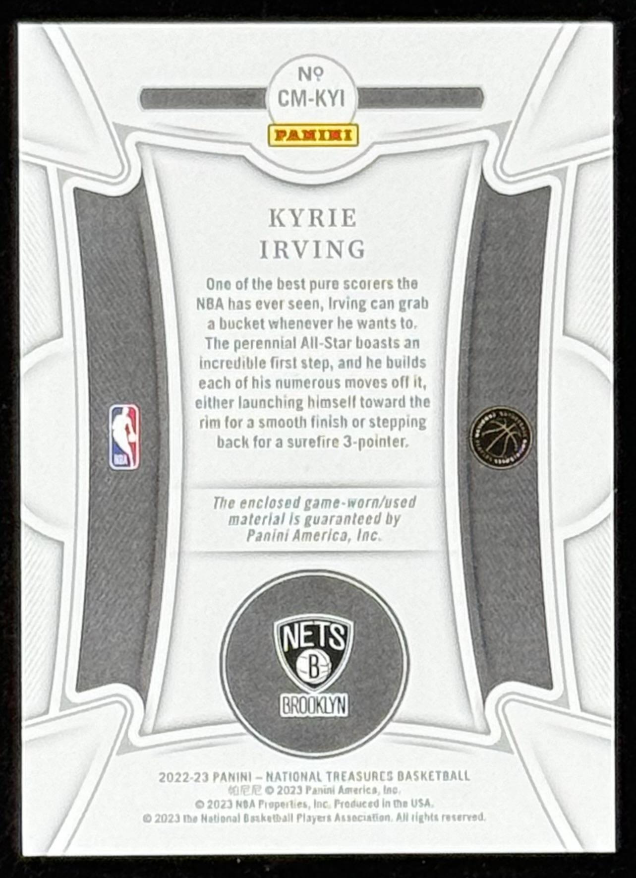 Kyrie Irving 2022-23 Panini National Treasures Century Materials #5 #16/99 at PristineAuction.com Kyrie Irving 2022-23 Panini National Treasures Century Materials #5 #16/99 at PristineAuction.com
