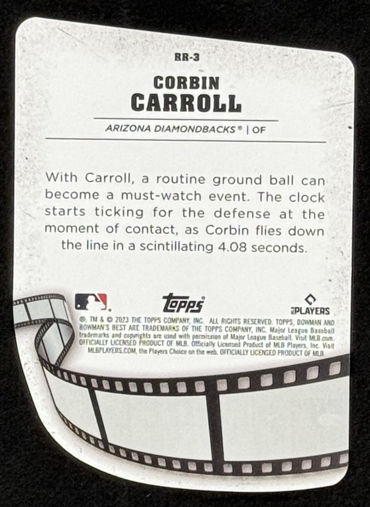 Corbin Carroll 2023 Bowman's Best Reel to Reel Die Cut #RR3 RC at PristineAuction.com Corbin Carroll 2023 Bowman's Best Reel to Reel Die Cut #RR3 RC at PristineAuction.com