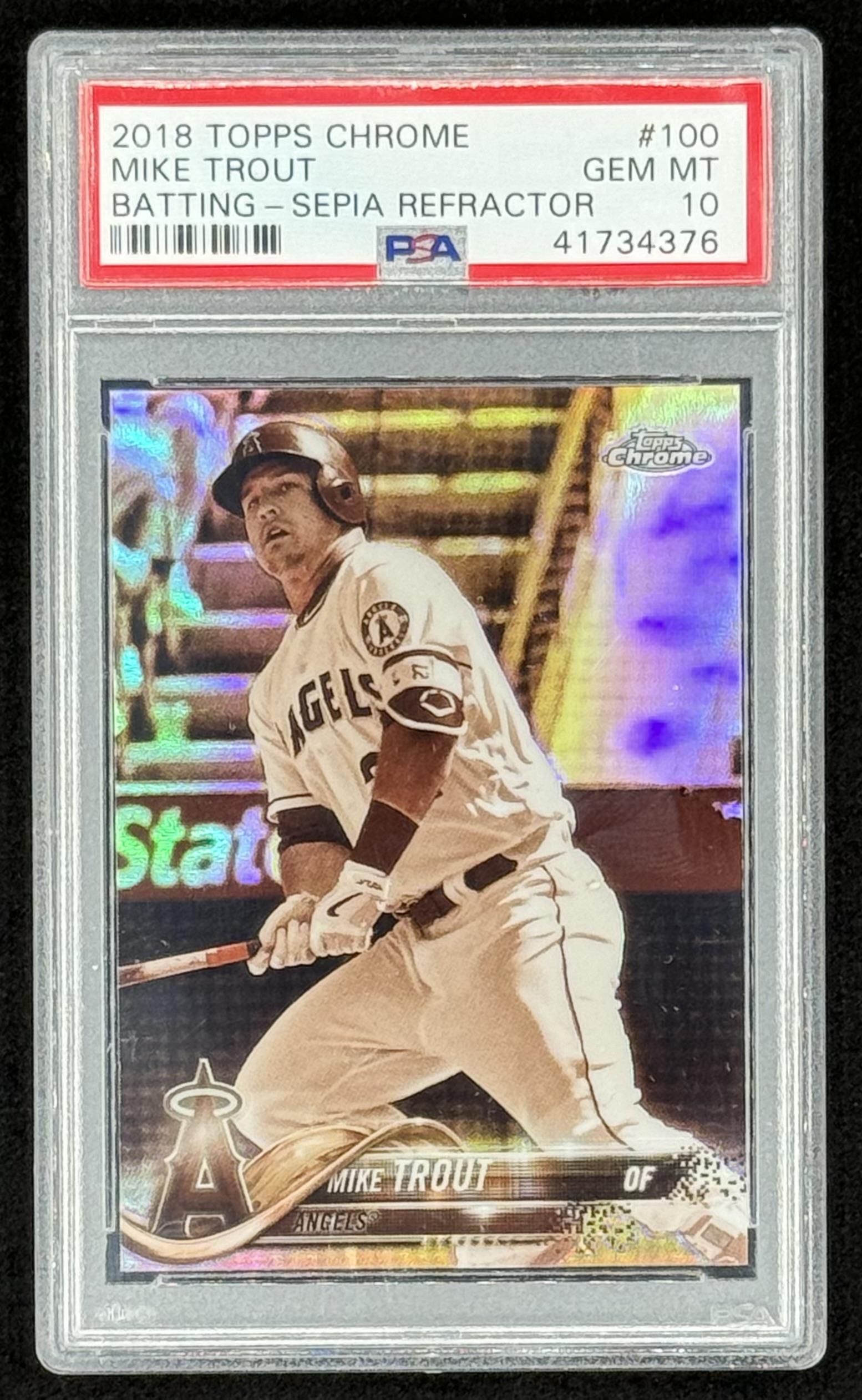 Mike Trout 2018 Topps Chrome Sepia Refractors #100 (PSA 10) at PristineAuction.com Mike Trout 2018 Topps Chrome Sepia Refractors #100 (PSA 10) at PristineAuction.com
