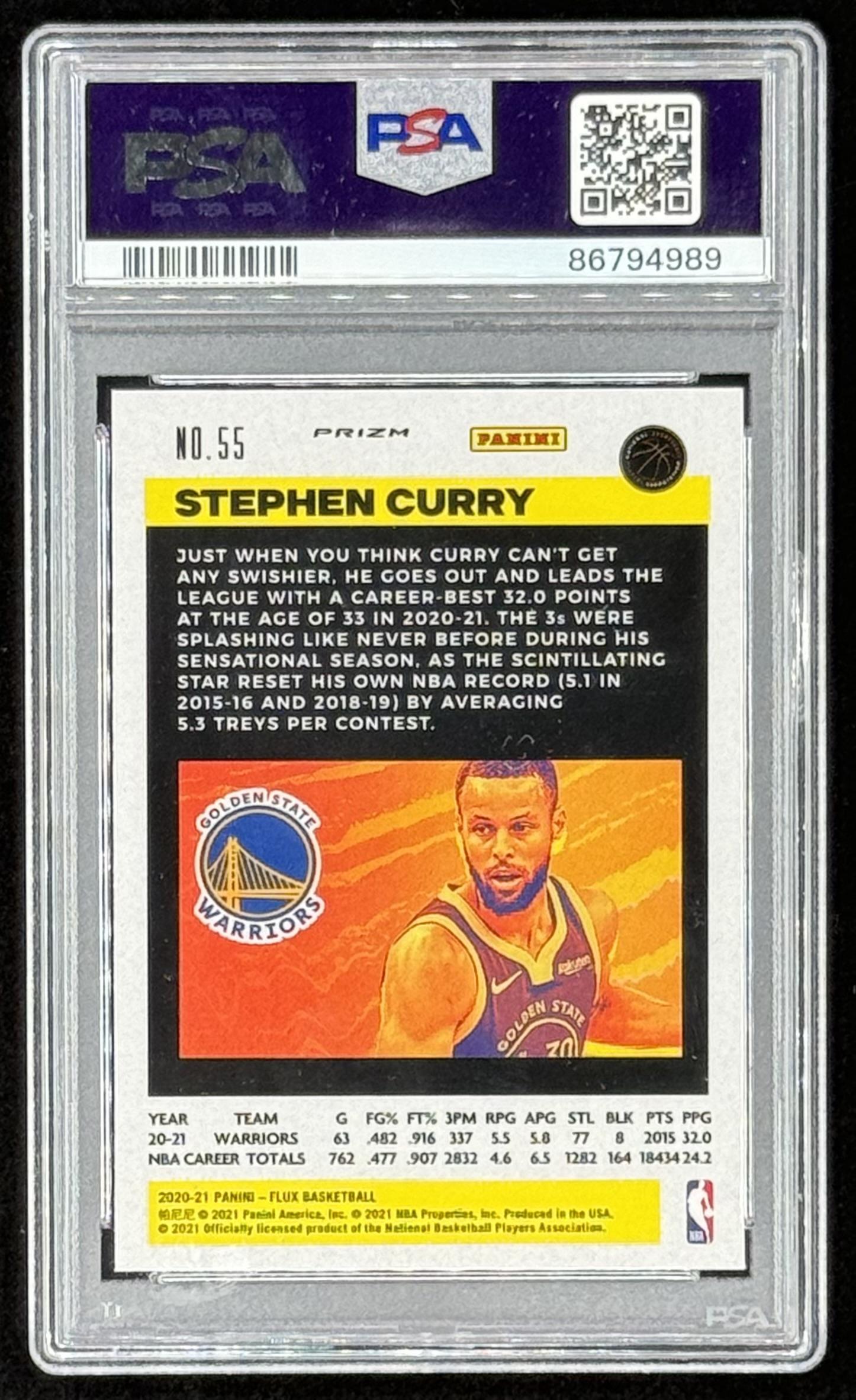 Stephen Curry 2020-21 Panini Flux Red #55 (PSA 9) at PristineAuction.com Stephen Curry 2020-21 Panini Flux Red #55 (PSA 9) at PristineAuction.com