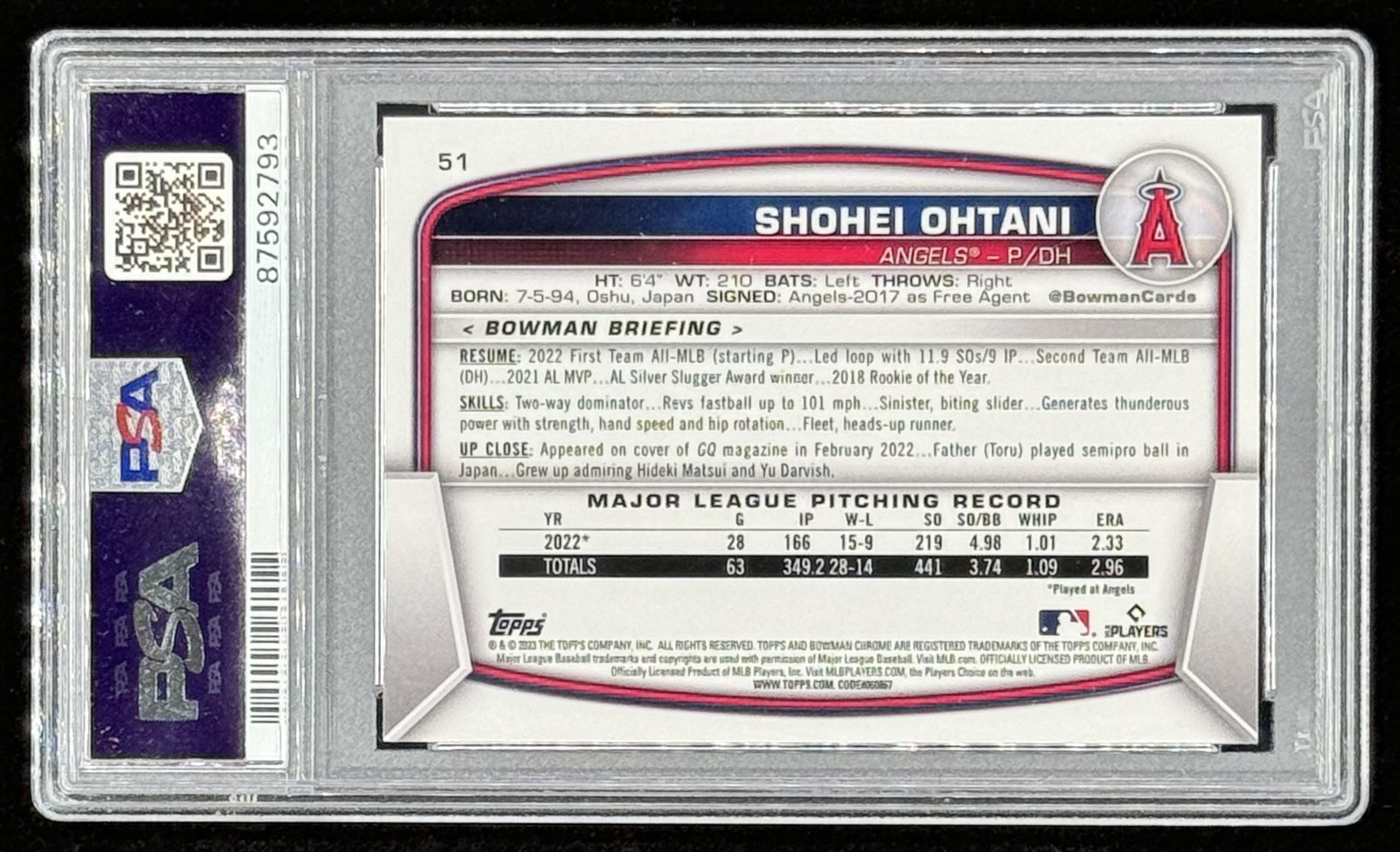 Shohei Ohtani 2023 Bowman Chrome Mega Box #51 (PSA 10) at PristineAuction.com Shohei Ohtani 2023 Bowman Chrome Mega Box #51 (PSA 10) at PristineAuction.com