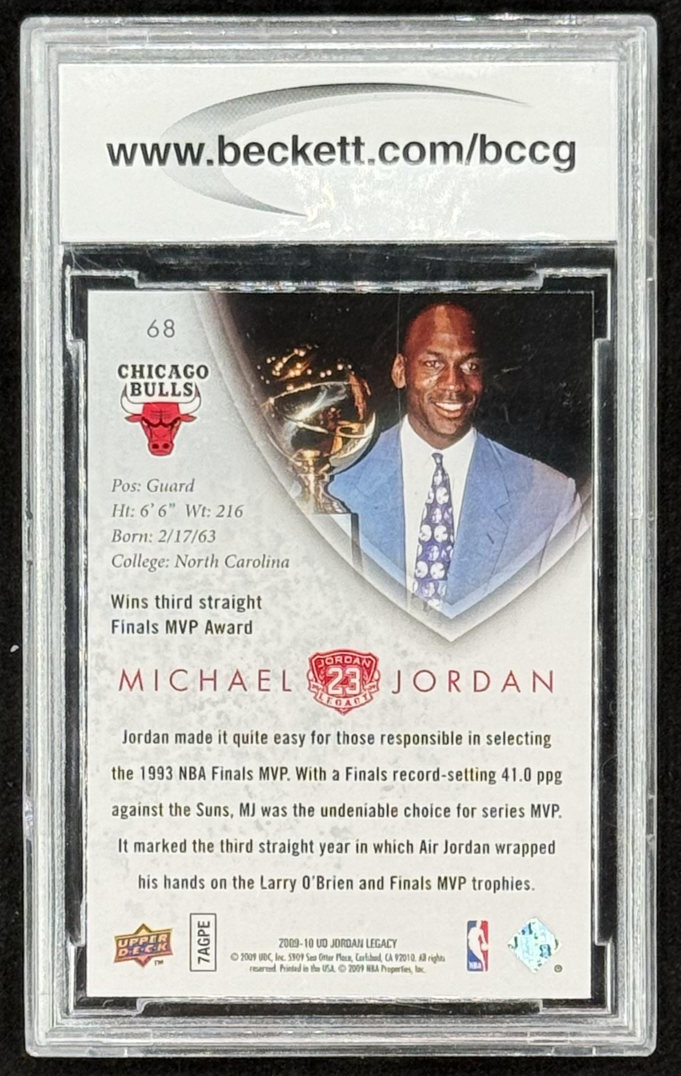 Michael Jordan 2009-10 Upper Deck Michael Jordan Legacy Collection Gold #68 (BCCG 10) at PristineAuction.com Michael Jordan 2009-10 Upper Deck Michael Jordan Legacy Collection Gold #68 (BCCG 10) at PristineAuction.com