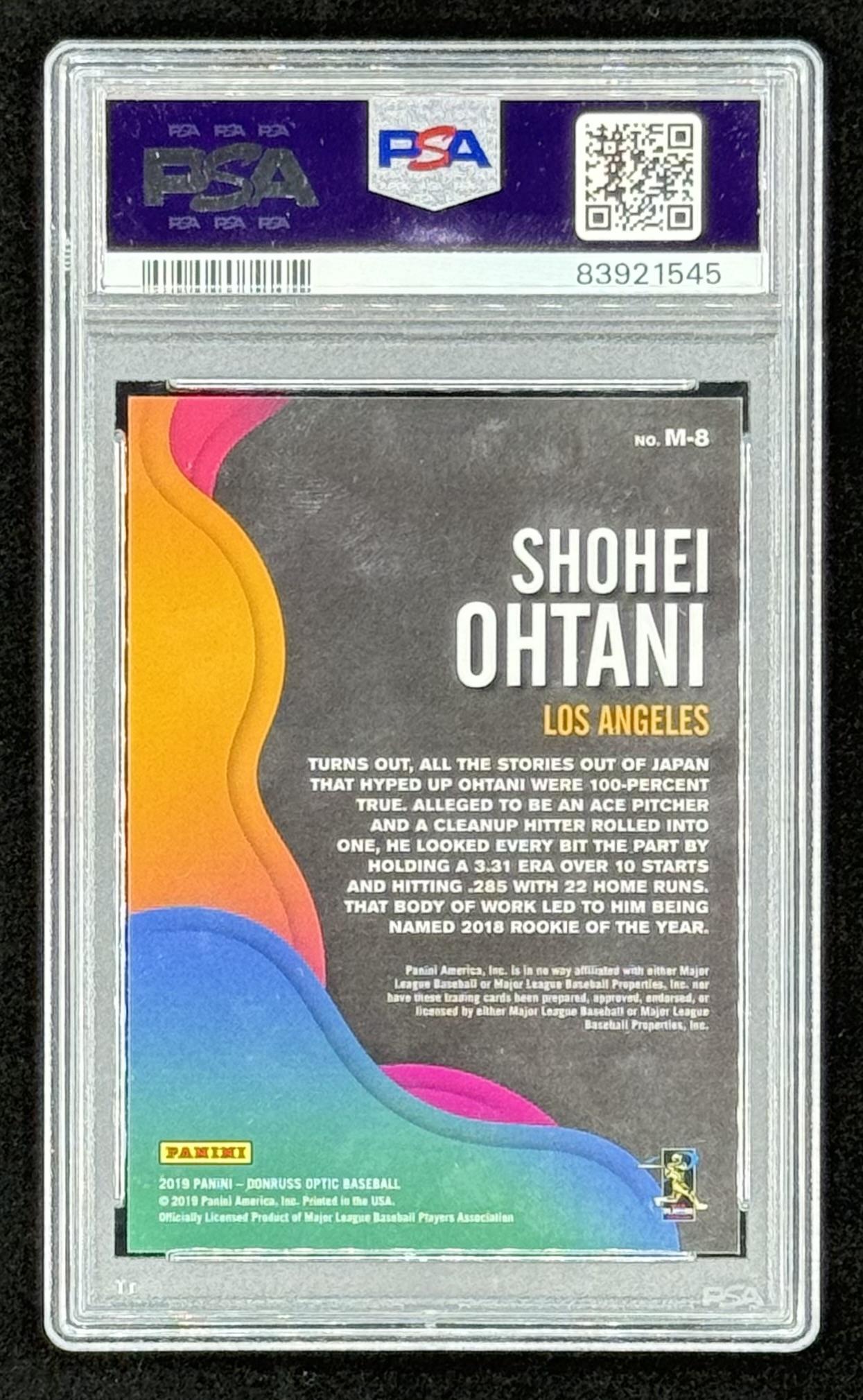 Shohei Ohtani 2019 Donruss Optic Mythical #8 (PSA 10) at PristineAuction.com Shohei Ohtani 2019 Donruss Optic Mythical #8 (PSA 10) at PristineAuction.com