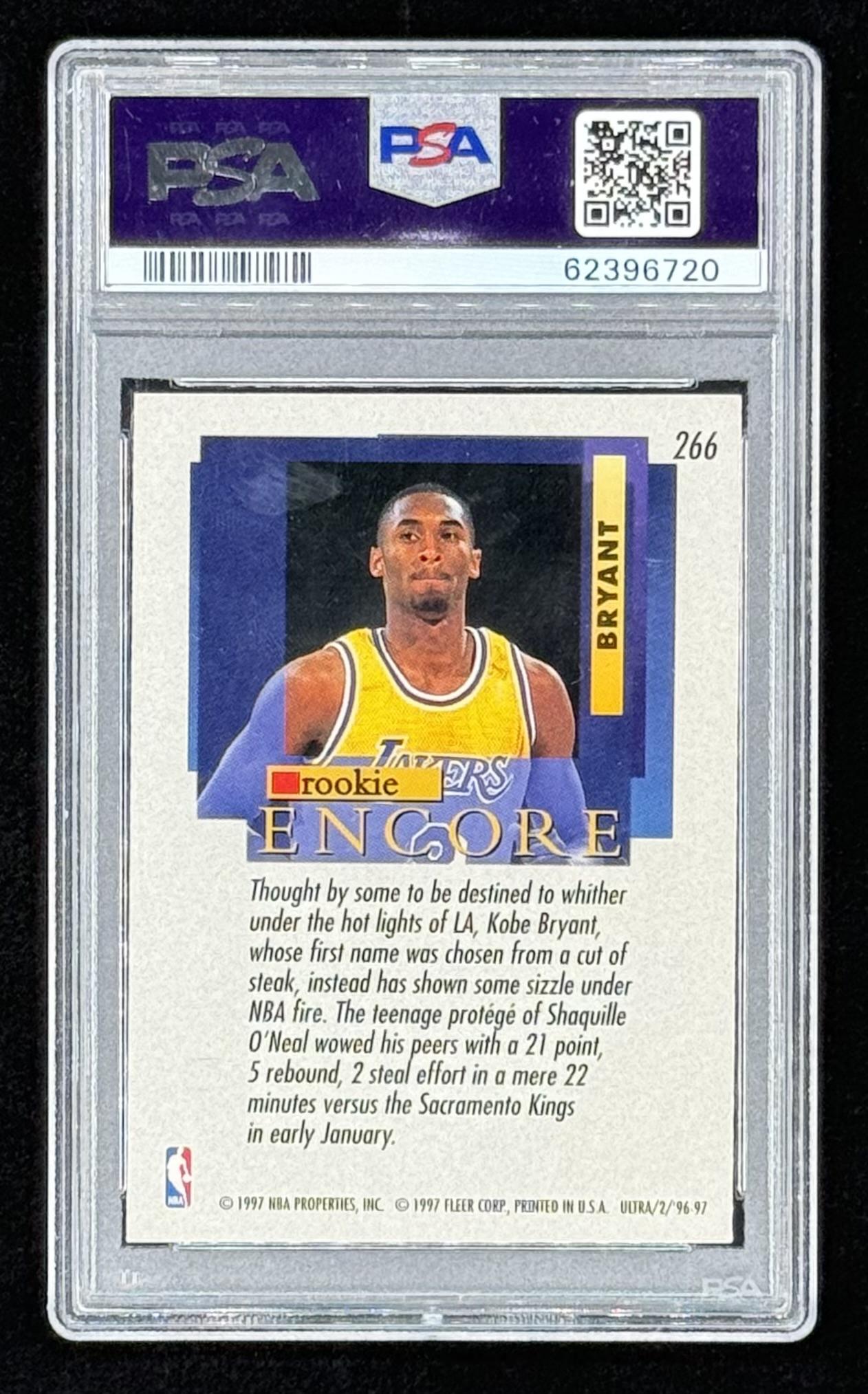 Kobe Bryant 1996-97 Ultra #266 RE RC (PSA 8) at PristineAuction.com Kobe Bryant 1996-97 Ultra #266 RE RC (PSA 8) at PristineAuction.com
