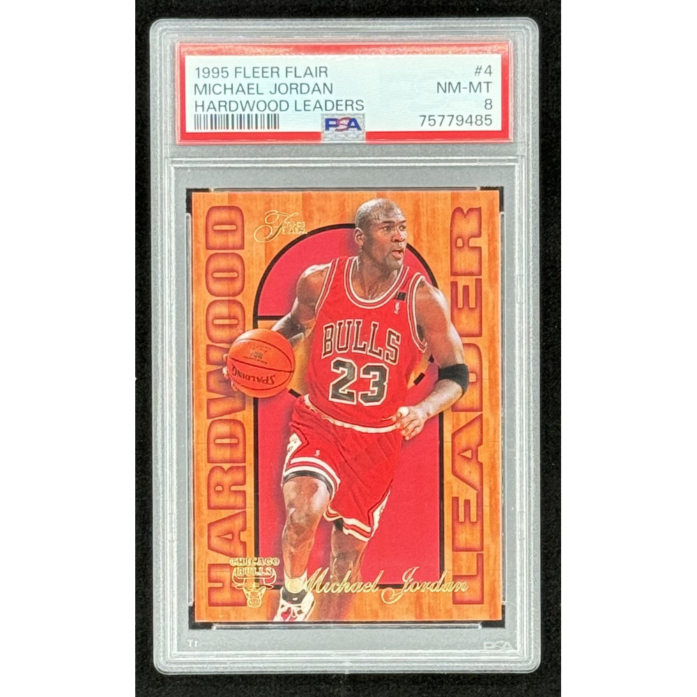 Michael Jordan 1995-96 Fleer Flair Hardwood Leaders #4 (PSA 8 
