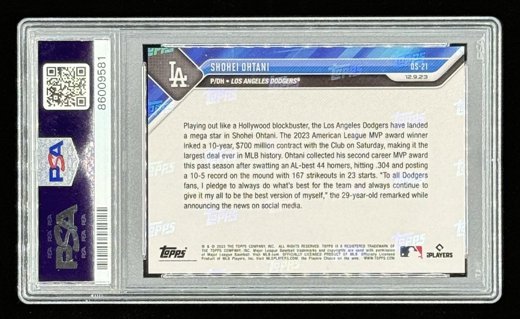Shohei Ohtani 2023 Topps Now Offseason #OS21 (PSA 10) at PristineAuction.com Shohei Ohtani 2023 Topps Now Offseason #OS21 (PSA 10) at PristineAuction.com