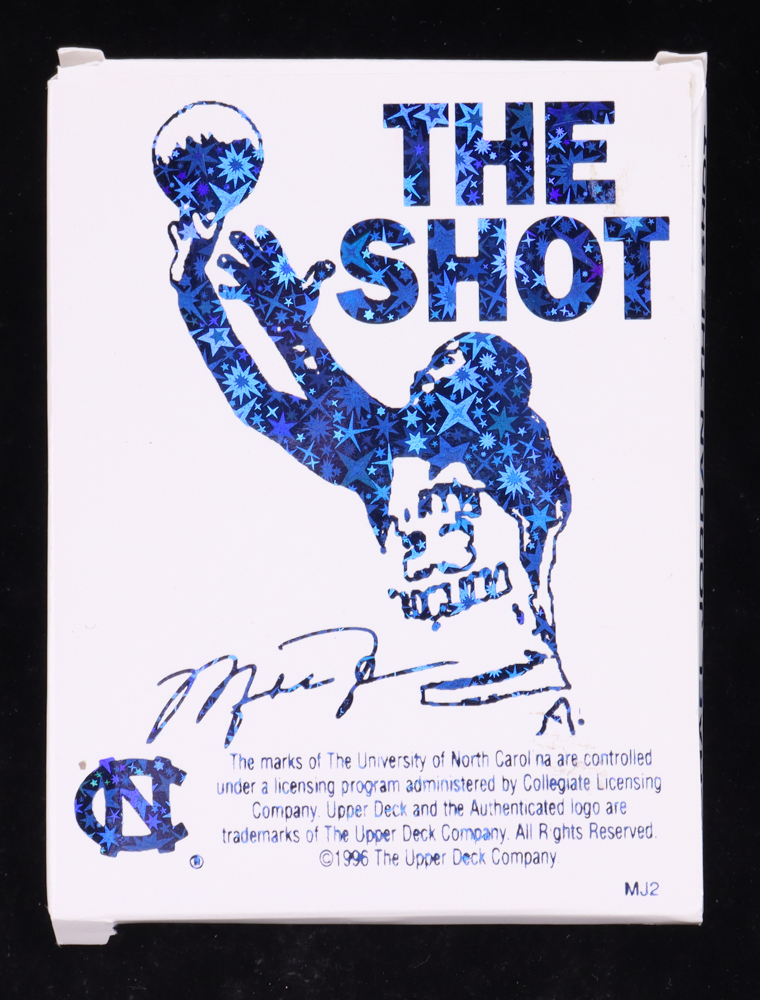 Michael Jordan 1996 Upper Deck "The Shot" 22Kt Gold Card with COA & Box Set #/10,000 at PristineAuction.com Michael Jordan 1996 Upper Deck "The Shot" 22Kt Gold Card with COA & Box Set #/10,000 at PristineAuction.com